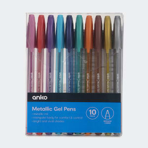 10 Pack Metallic Gel Pens - Kmart