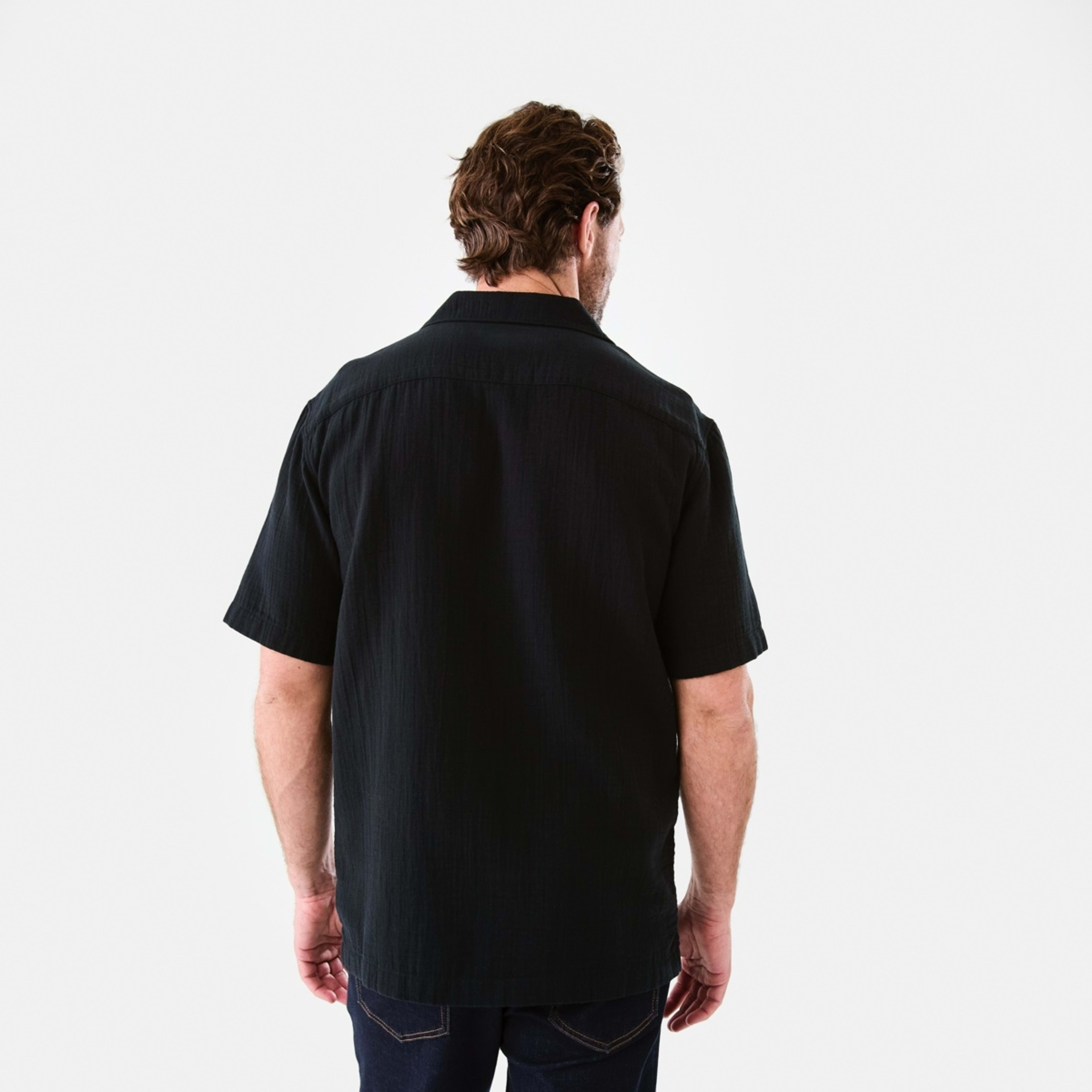 3 Short Sleeve Double Cloth Shirt Black, 3 of 6