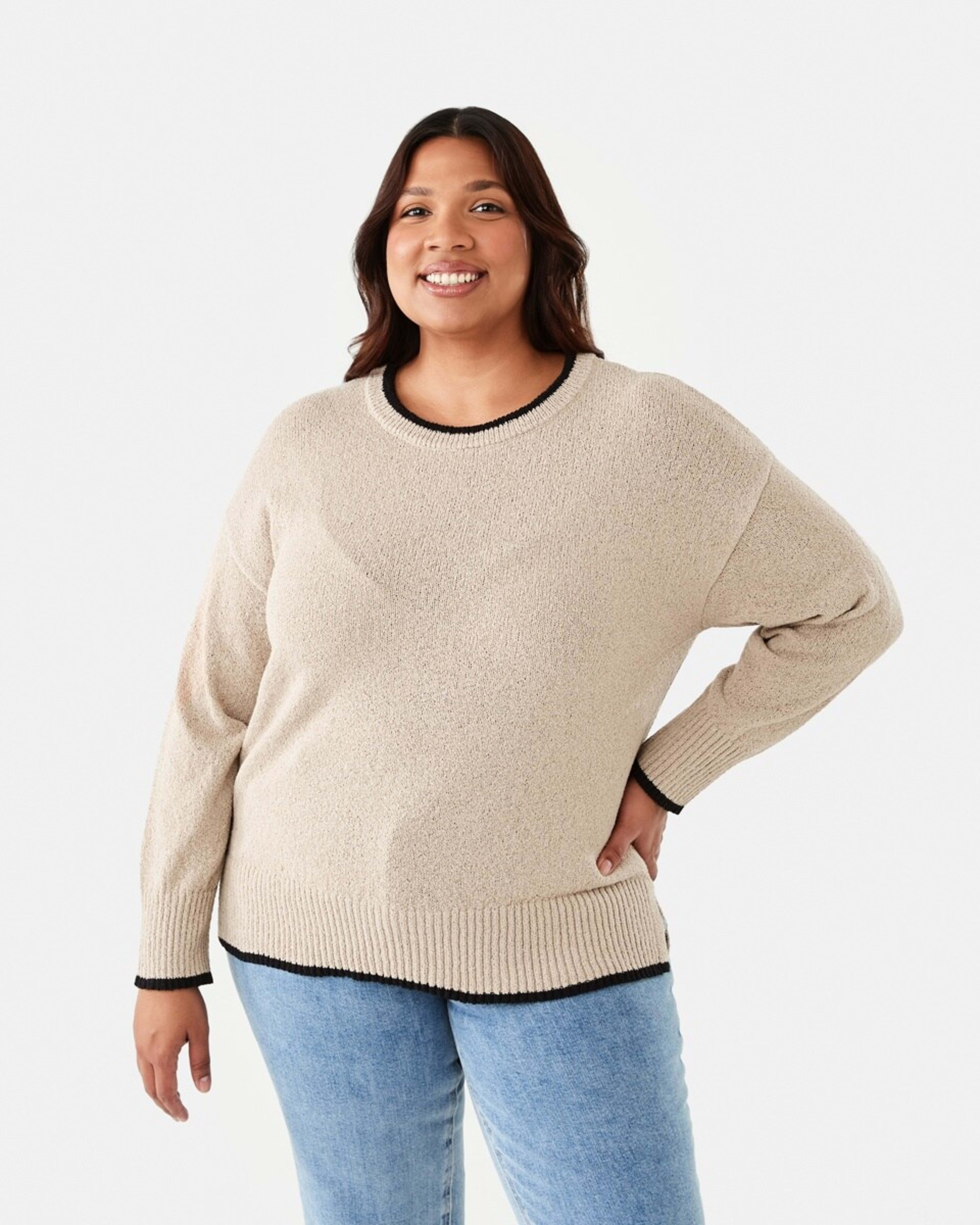 1 Curve Contrast Tipping Jumper Bone Beige, 1 of 6