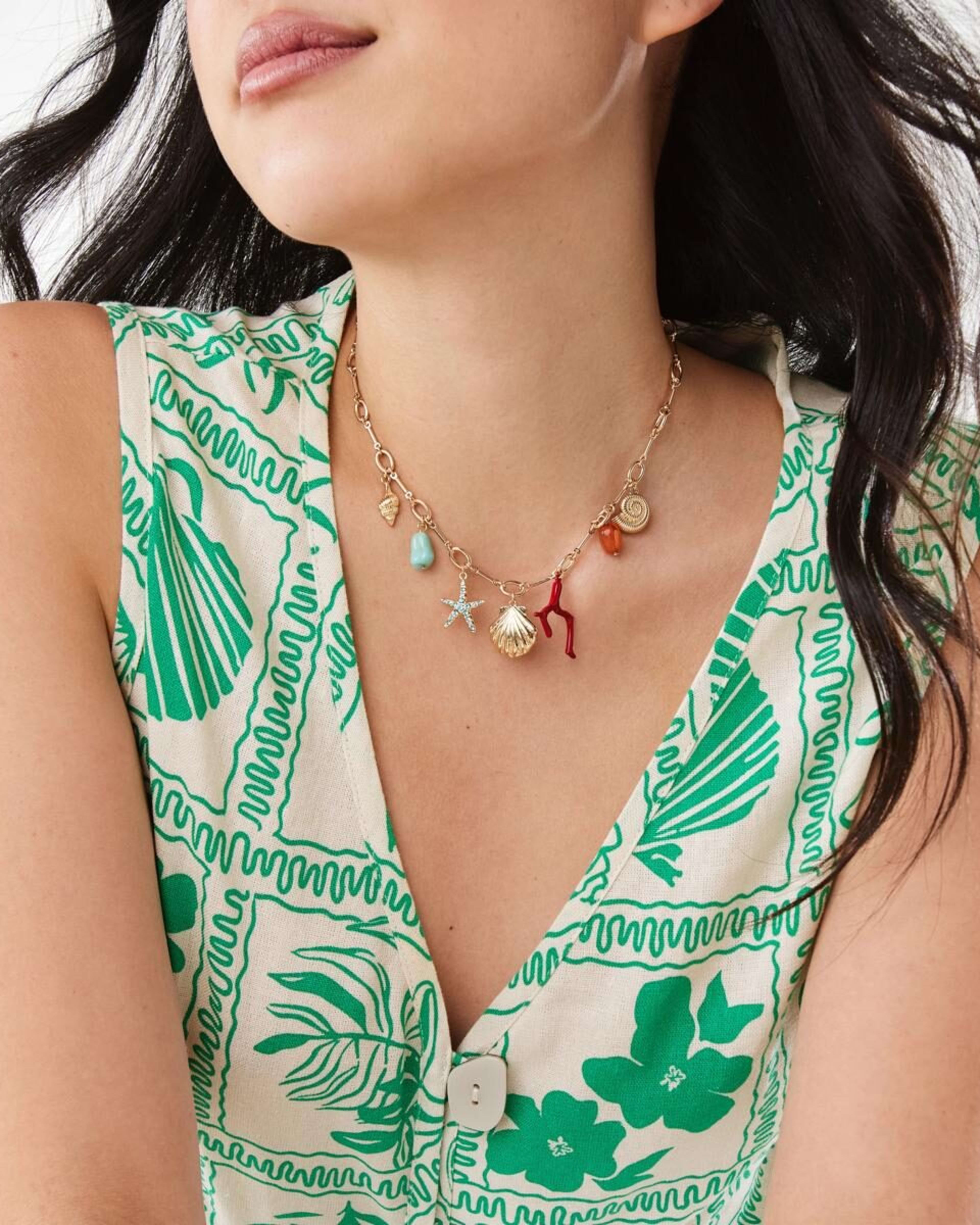 4 Seashell Charms Necklace - Gold Tone GOLD METAL, 4 of 6