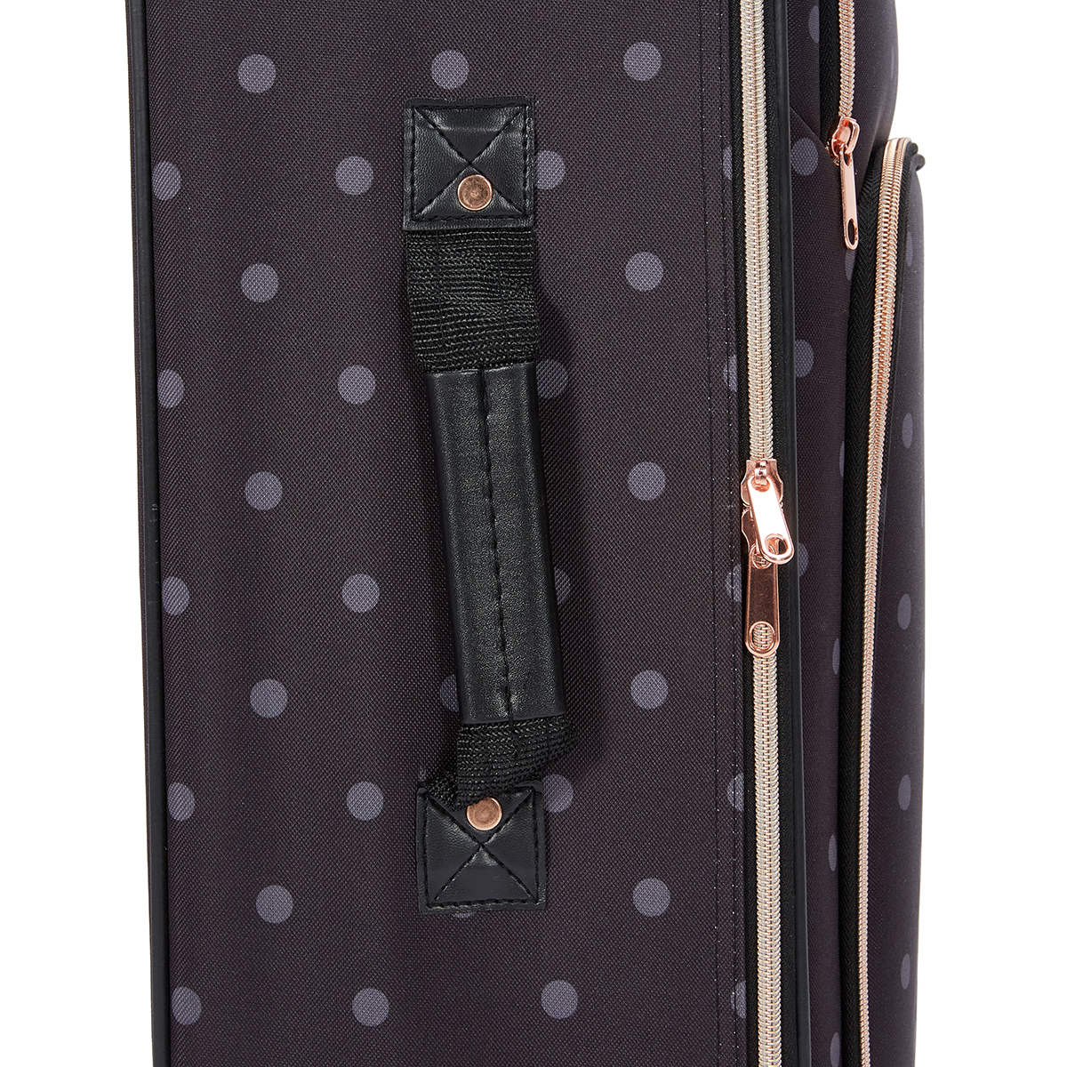 4 Piece Polka Dot Soft Case Luggage Set Black Kmart
