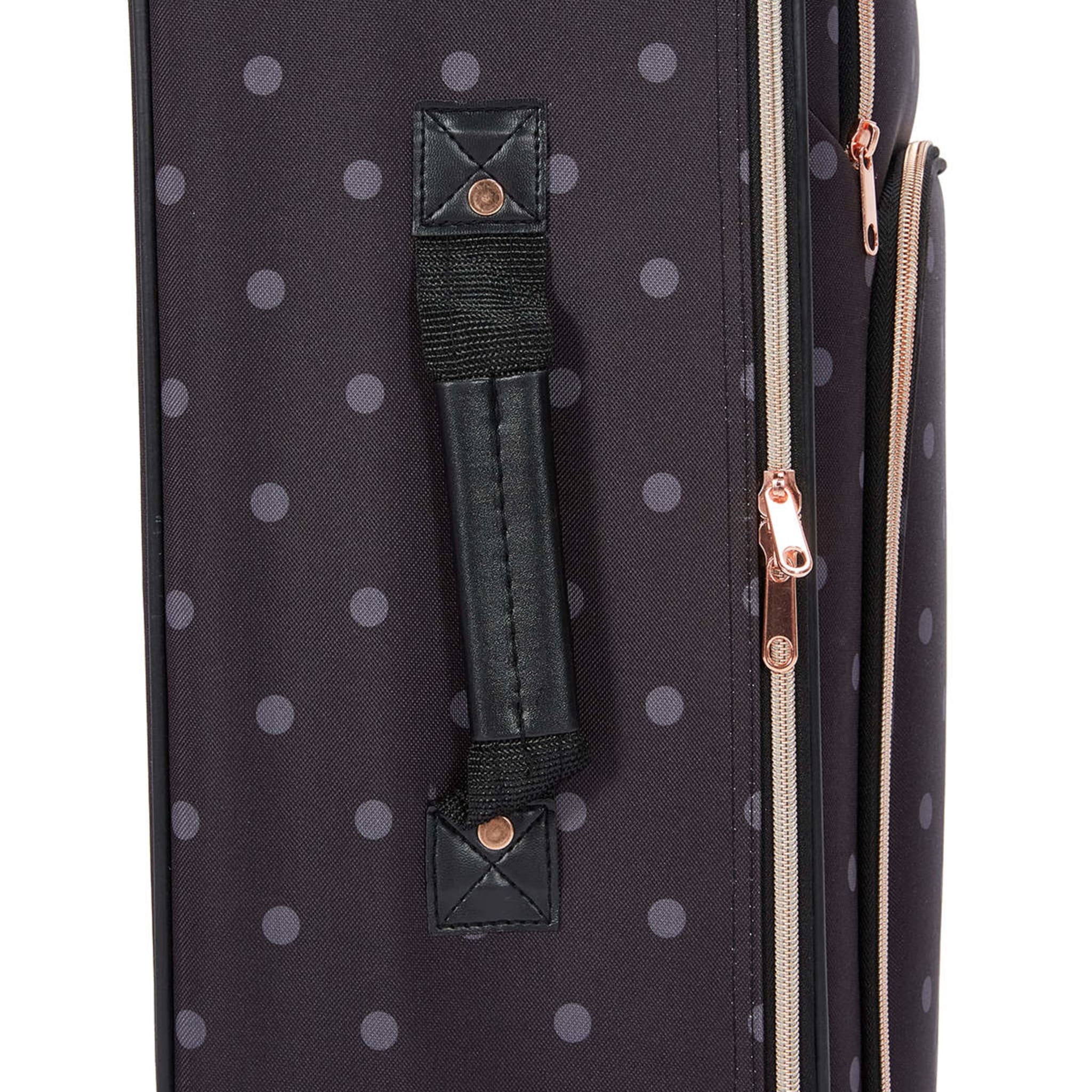 4 Piece Polka Dot Soft Case Luggage Set Black Kmart NZ