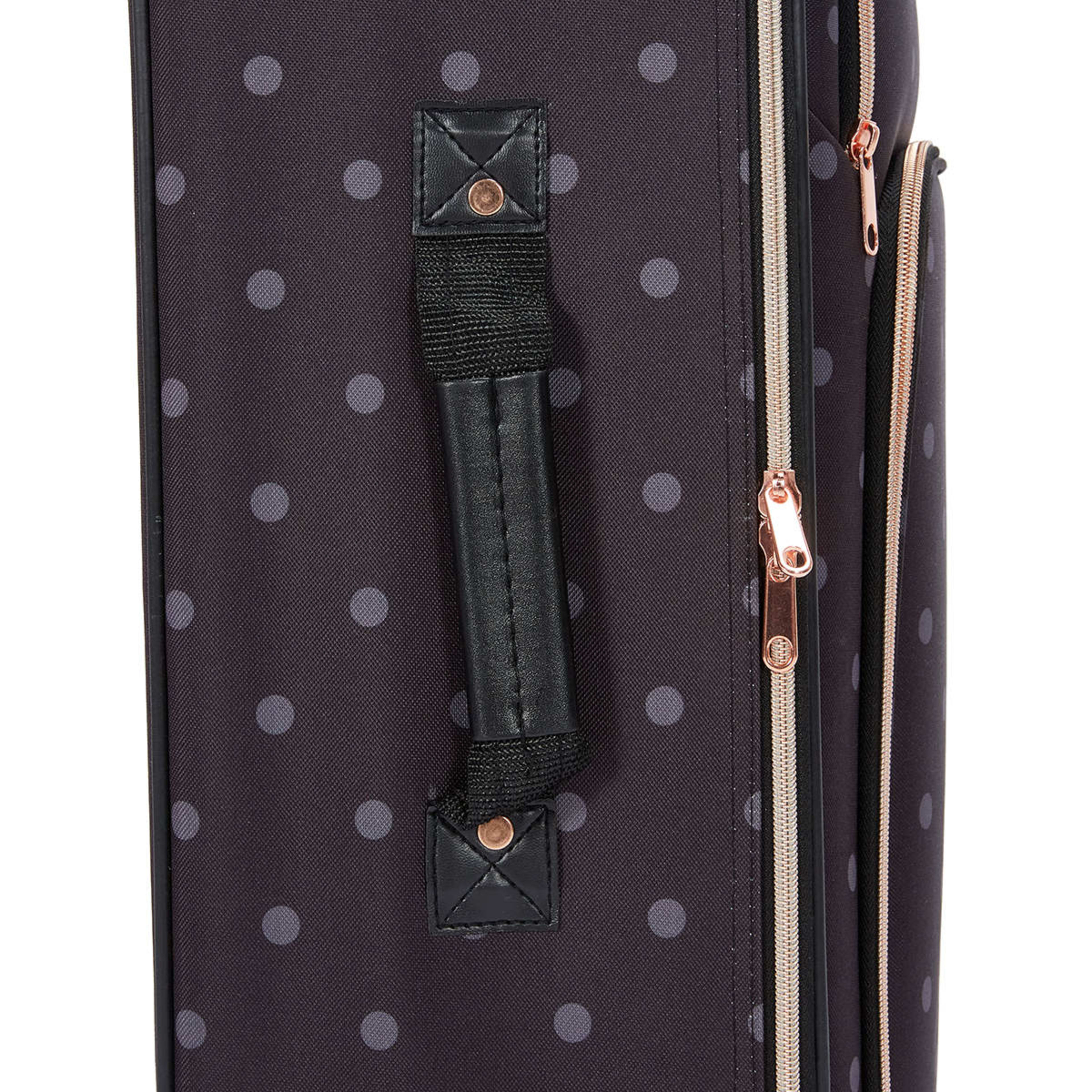 7 4 Piece Polka Dot Soft Case Luggage Set - Black, 7 of 10