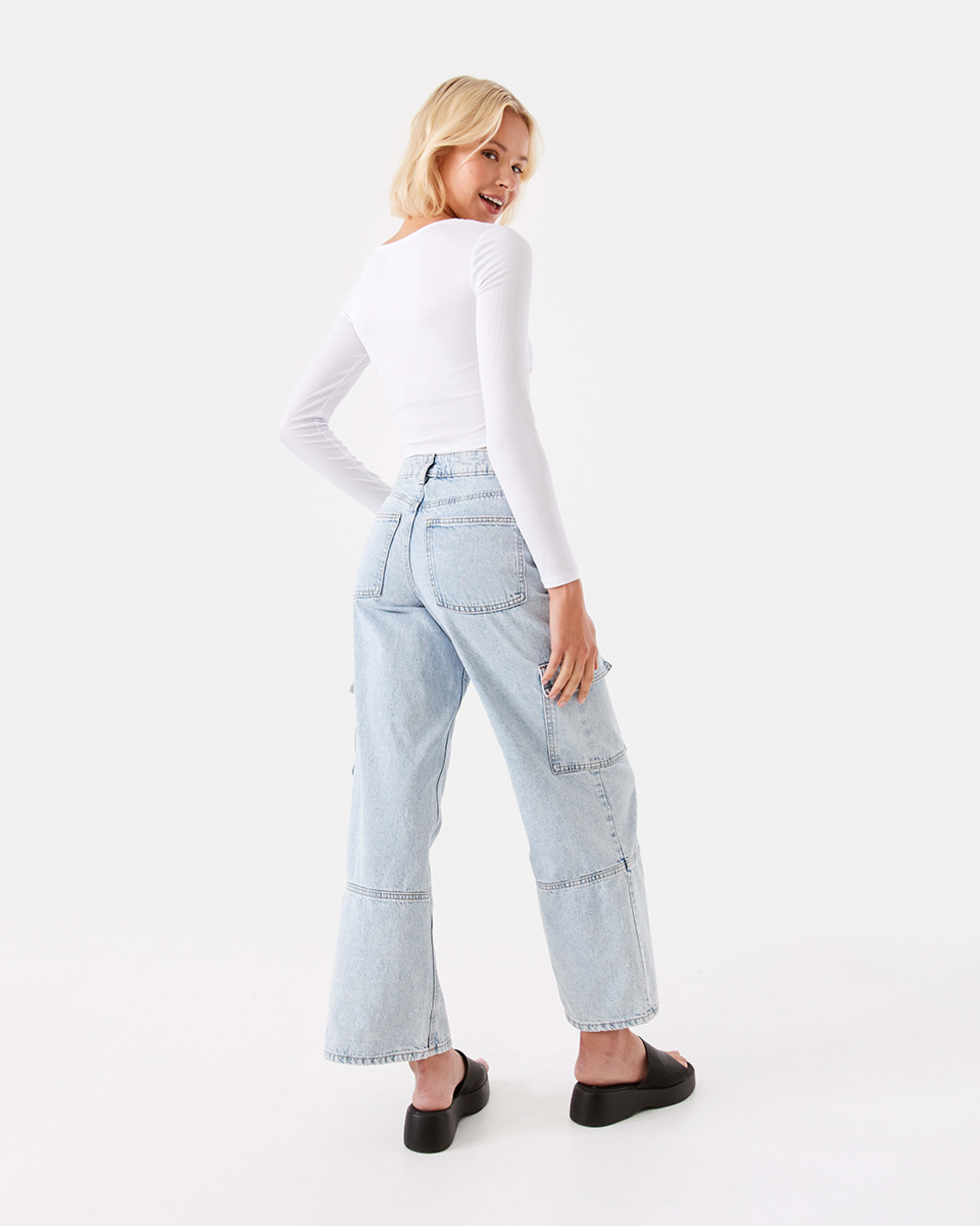 6 Long Sleeve Rib Corset Top White, 6 of 9