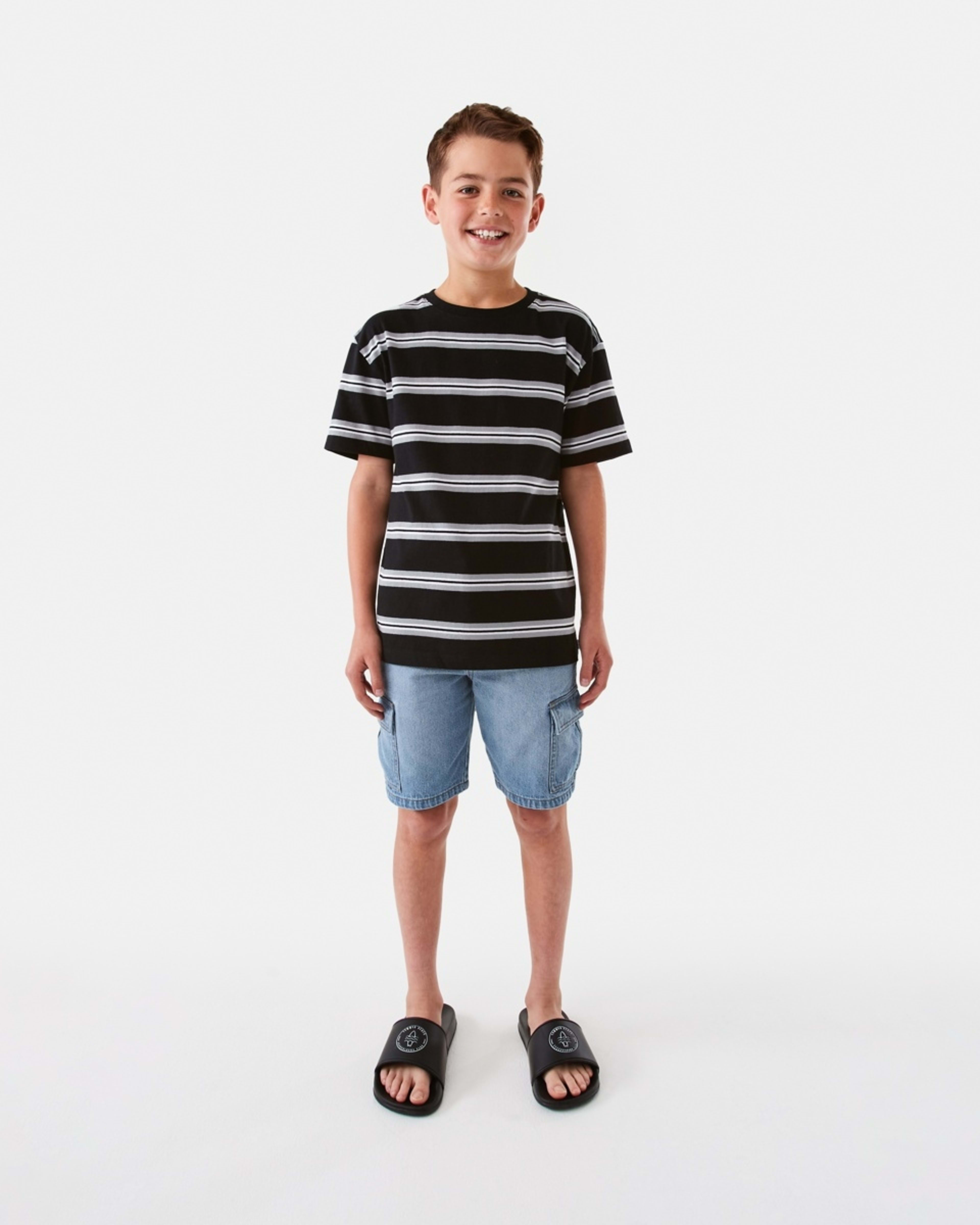 5 Short Sleeve Stripe T-shirt Blk Rtrstr, 5 of 8