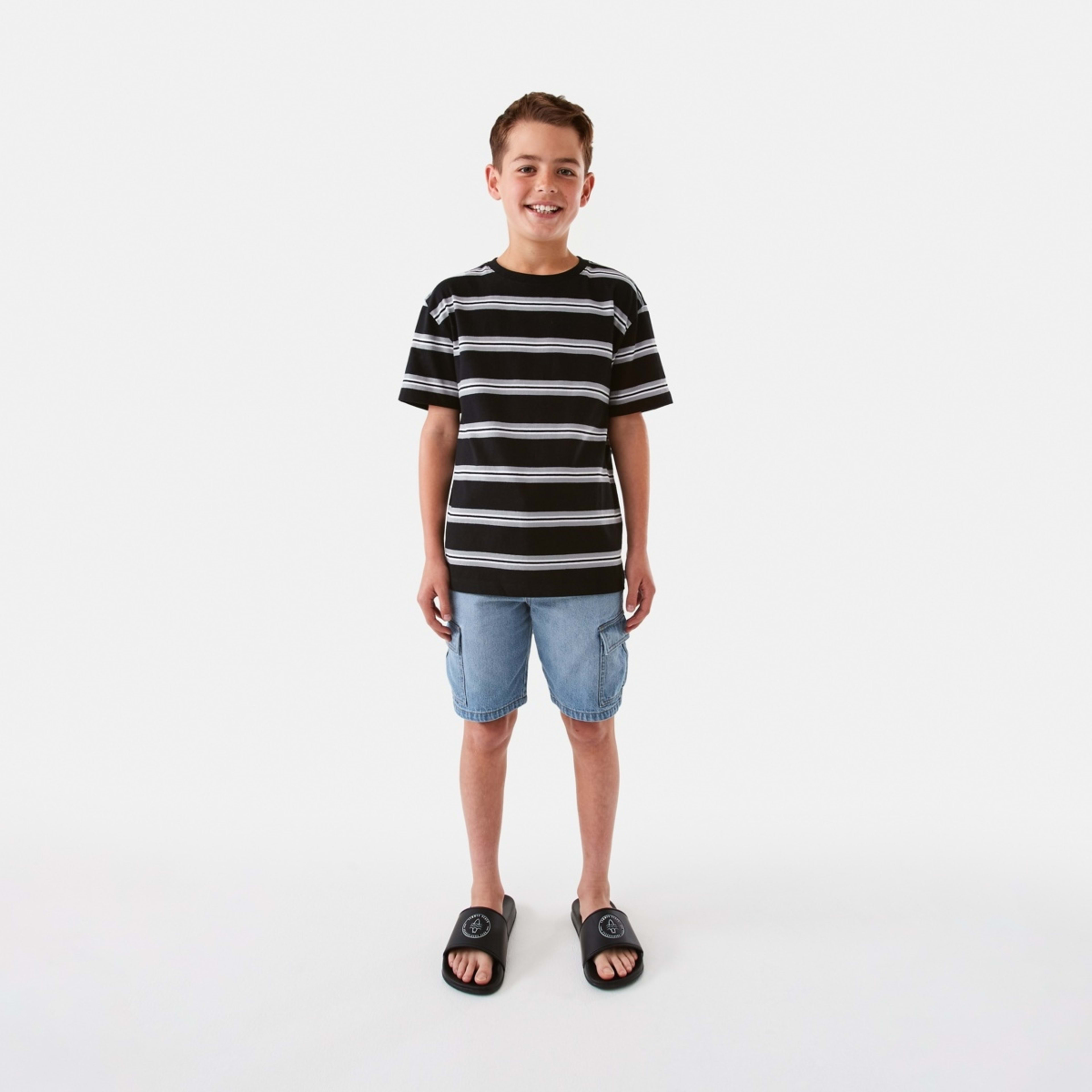 5 Short Sleeve Stripe T-shirt Blk Rtrstr, 5 of 8