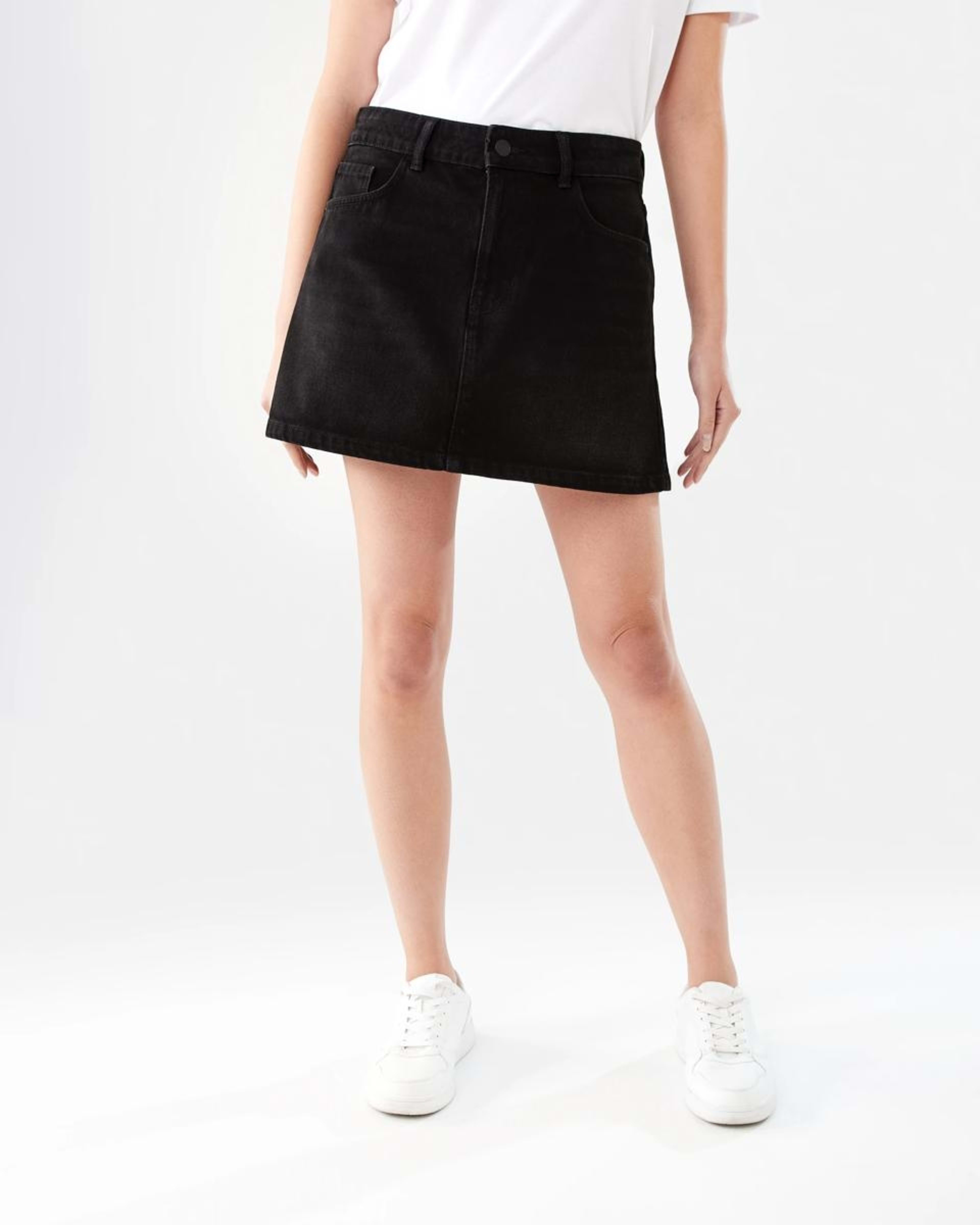 8 Denim A-line Mini Skirt BLACK WASH, 8 of 10