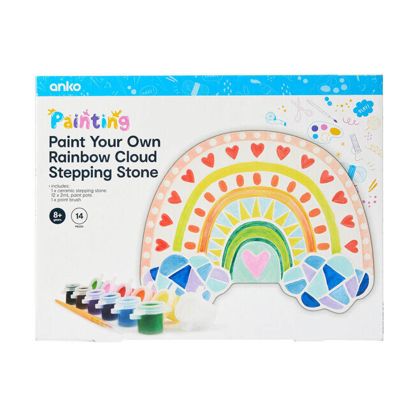 14 Piece Paint Your Own Rainbow Cloud Stepping Stone Kmart