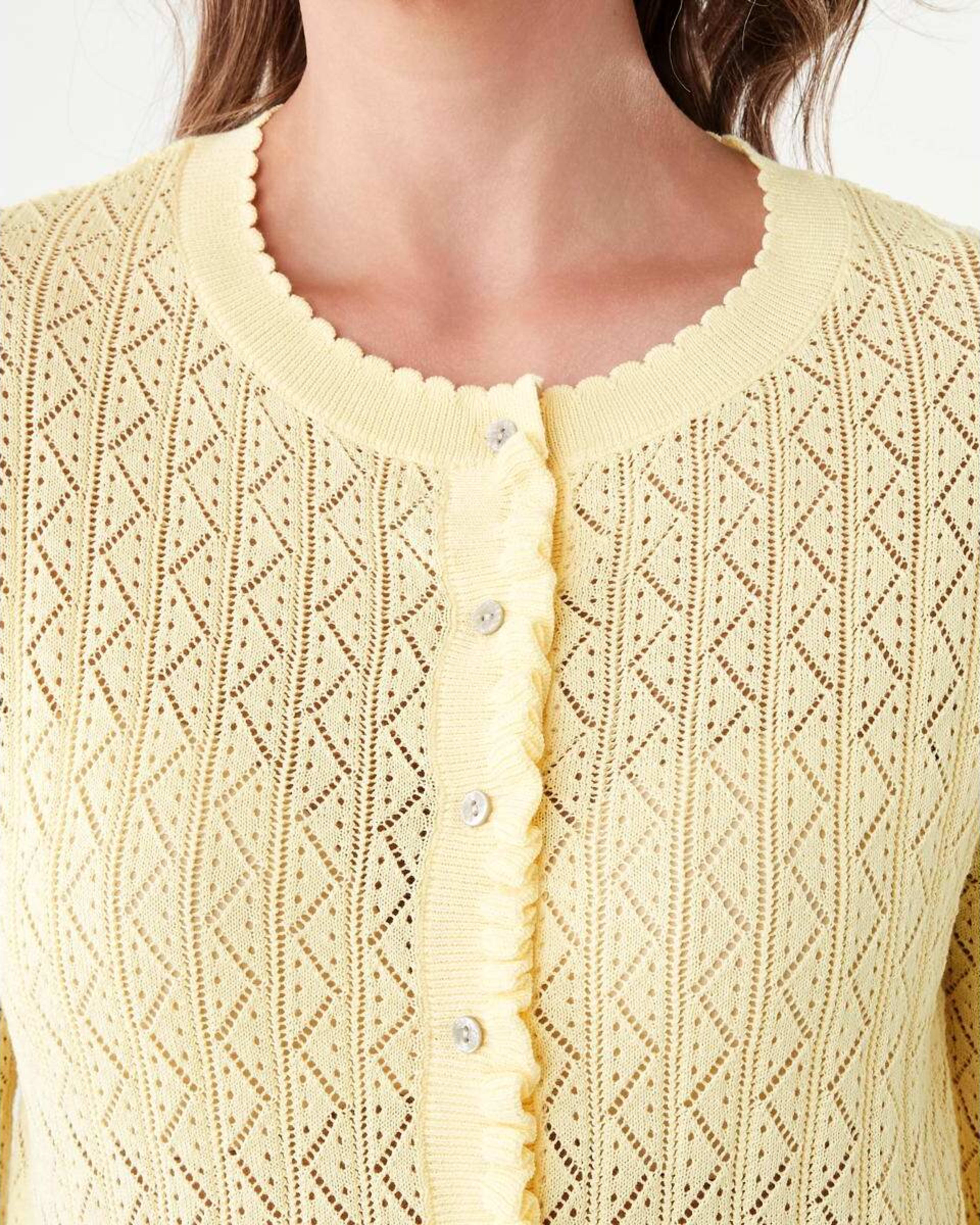 5 Pointelle Cardigan Fln Yellow, 5 of 8