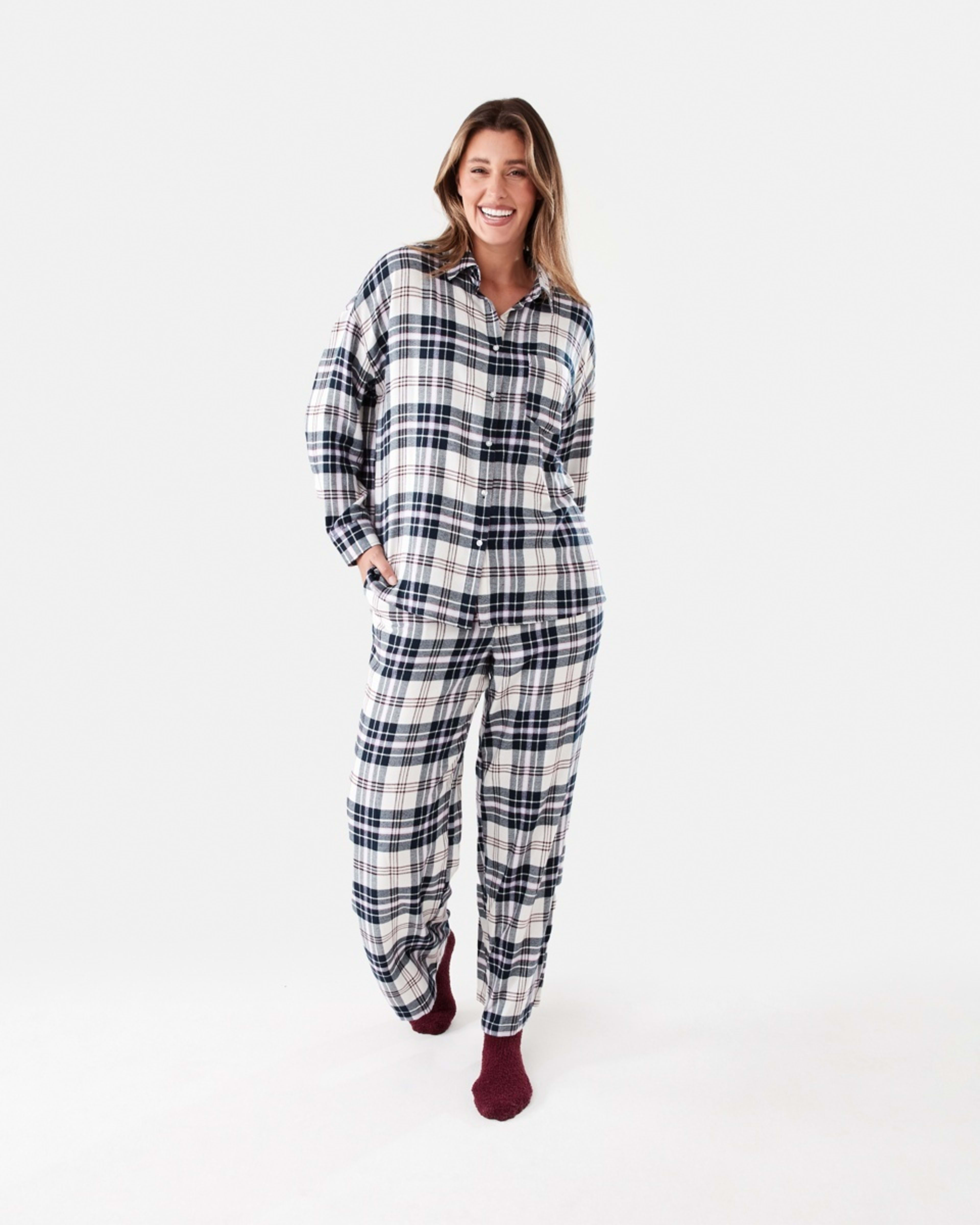 1 Relaxed Boyfriend Flannel Pyjama Set Mx Tartan, 1 of 7
