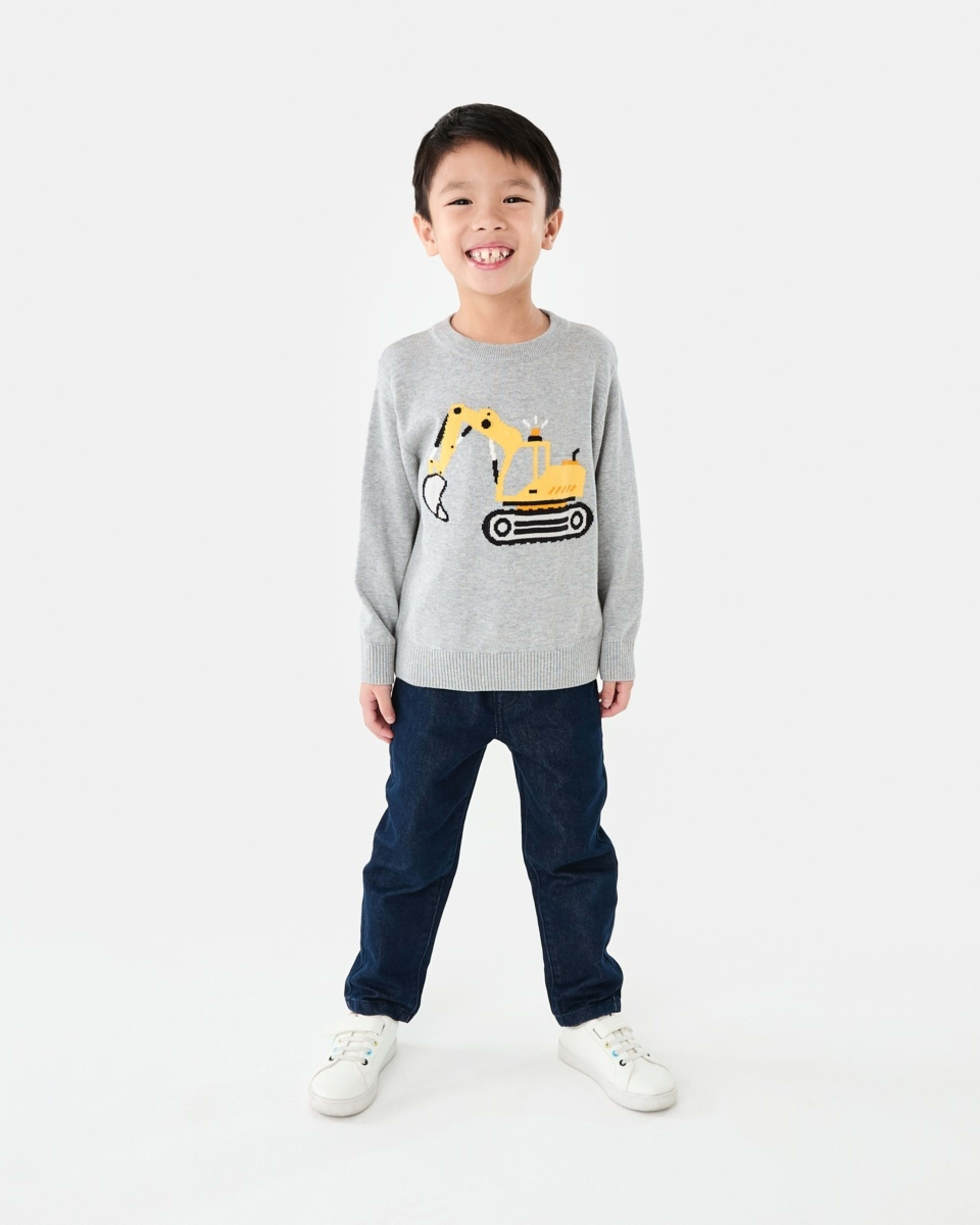 6 Jacquard Crew Neck Top Gry Digger, 6 of 9