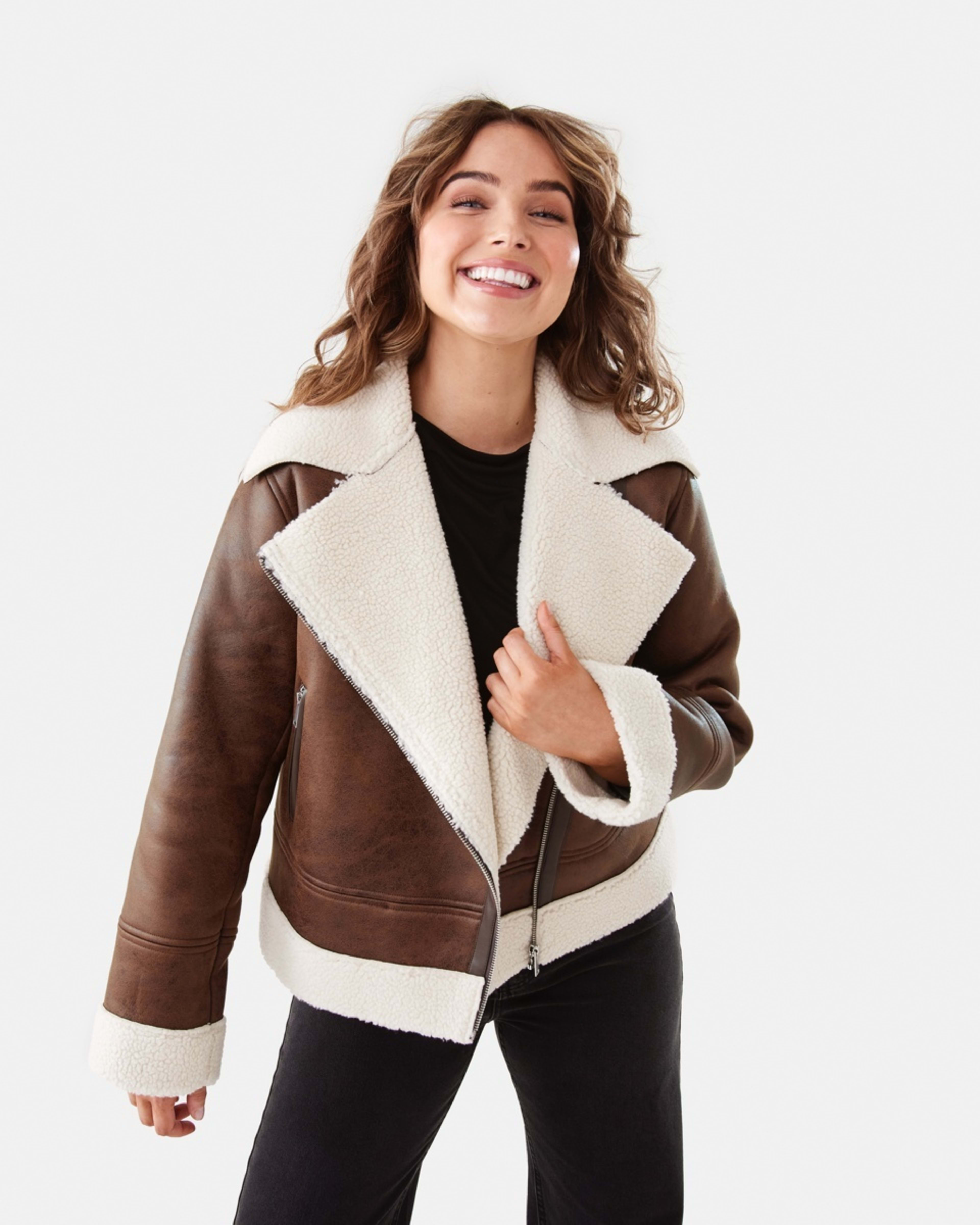 1 Shearling Jacket Melt Brown, 1 of 10