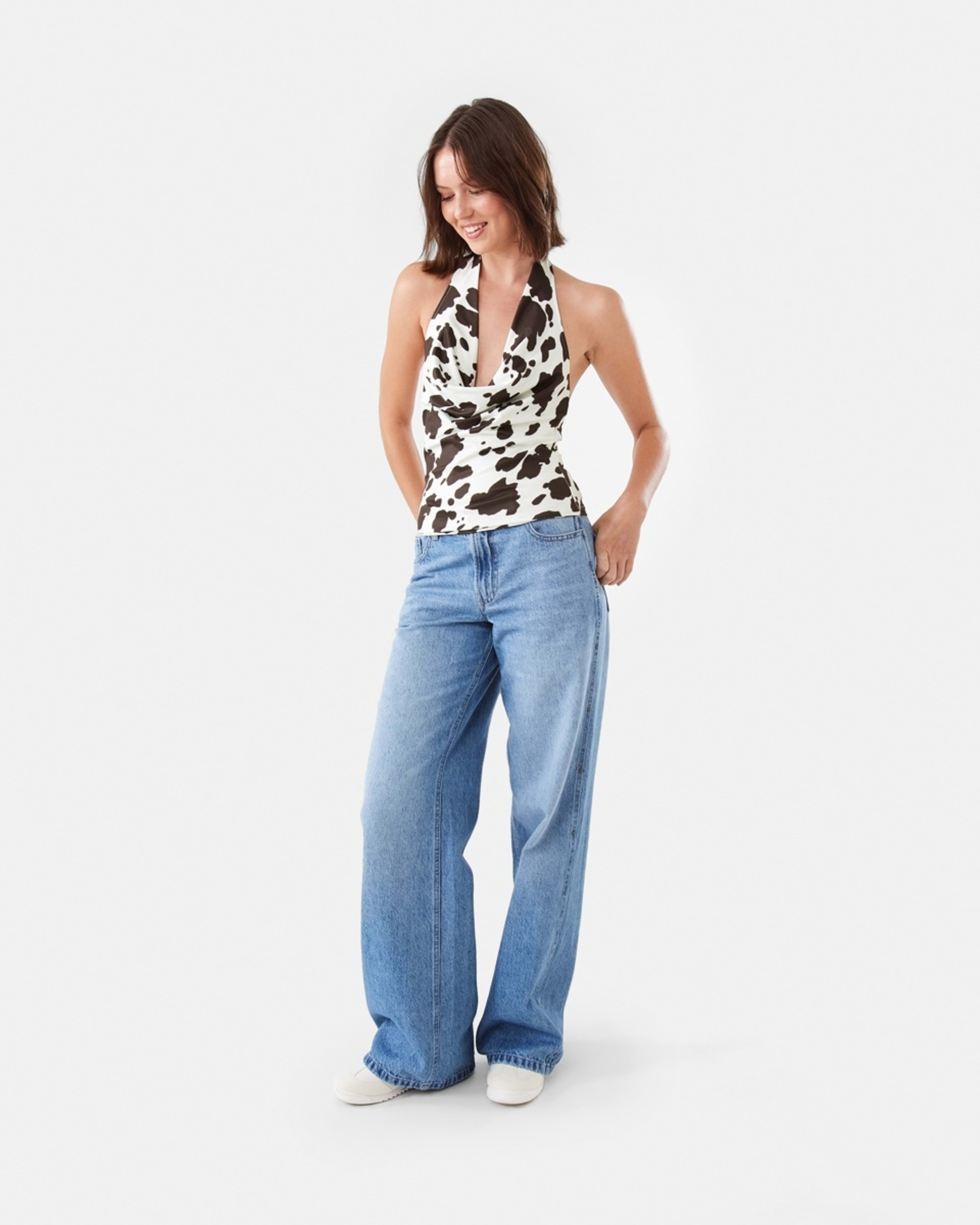 2 Sleeveless Cowl Neck Halter Top Cowhide, 2 of 8