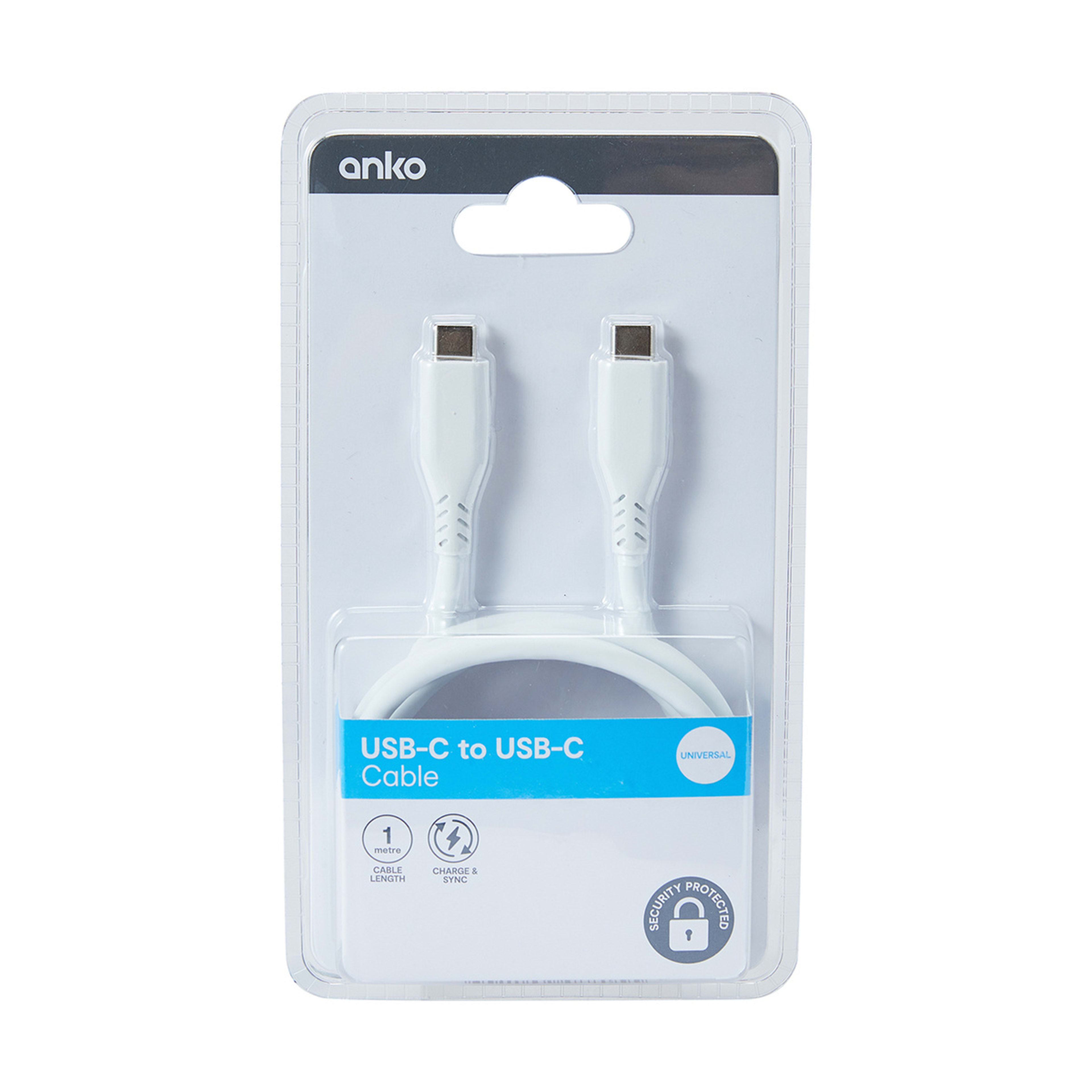 USBC to USBC Silicone Cable 1m, White Kmart