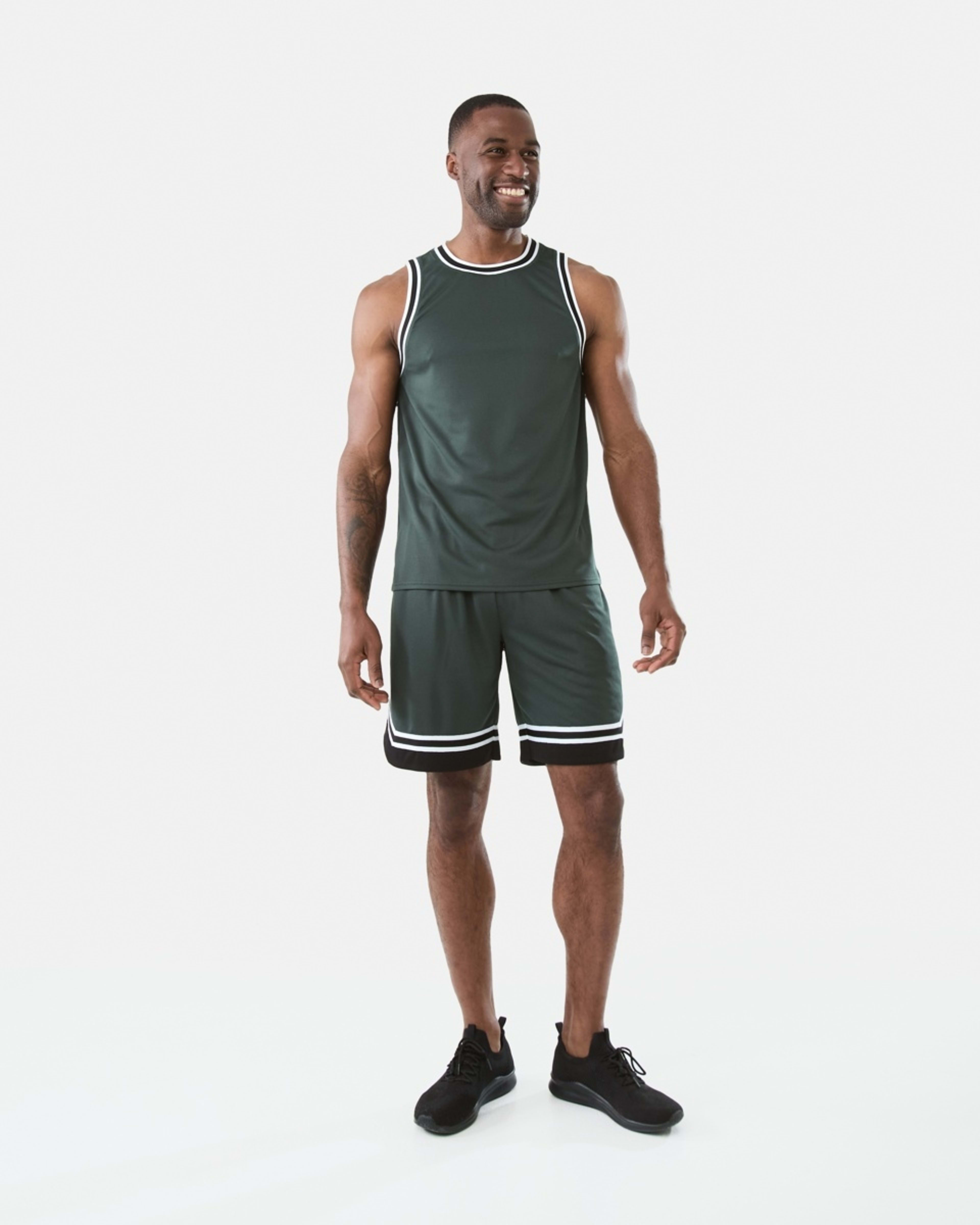 6 Active Mens Basketball Shorts Hunt Green, 6 of 6