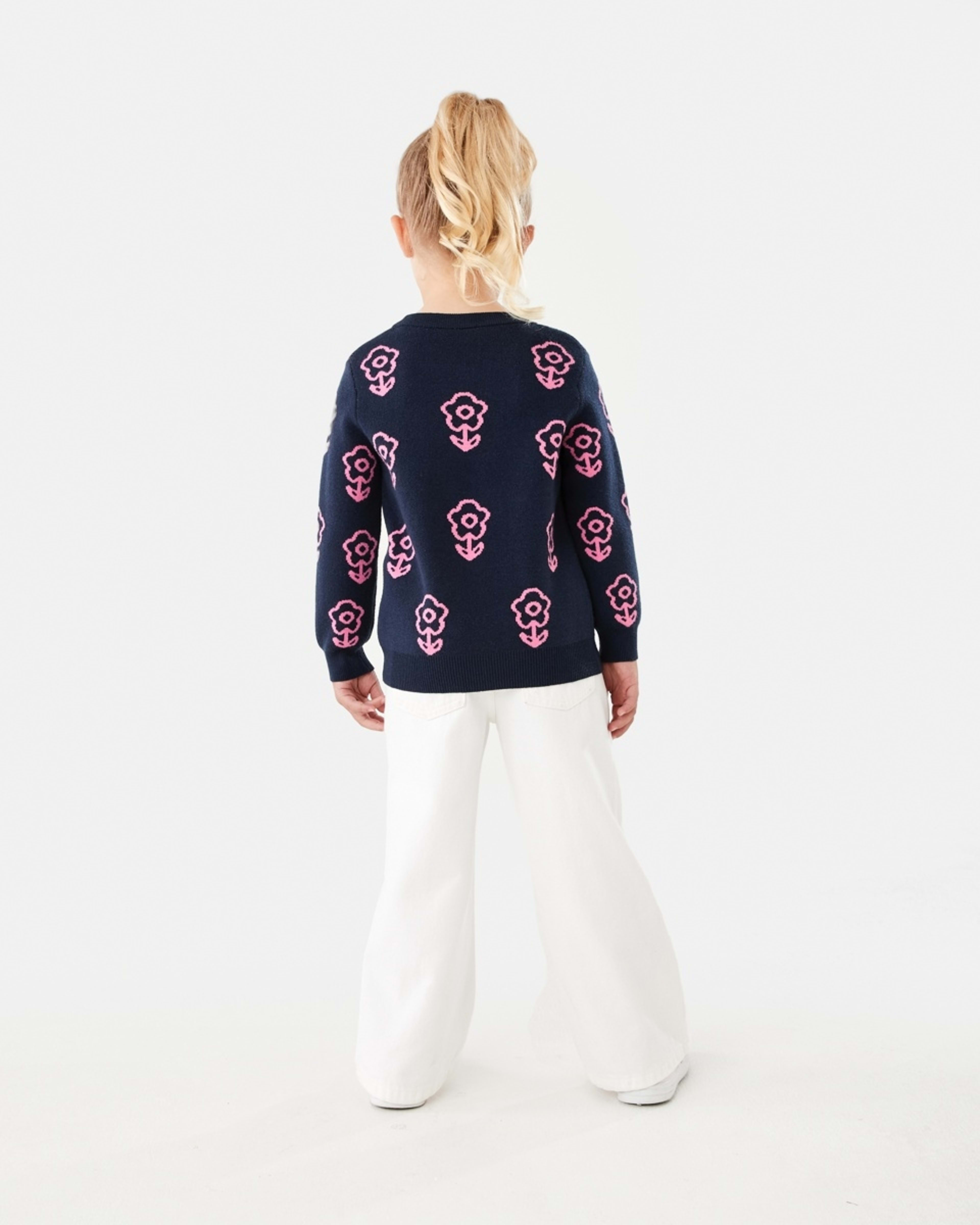 5 Jacquard Knit Jumper Nvy Flower, 5 of 9