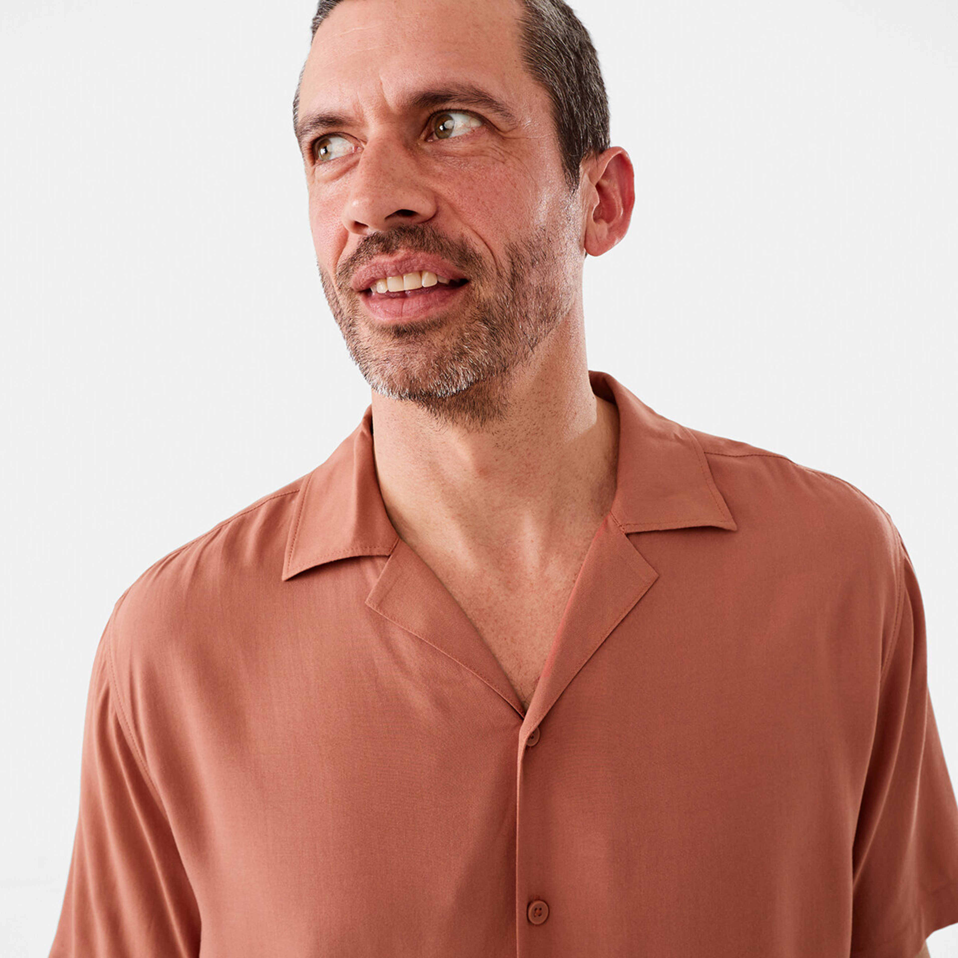 4 Short Sleeve Plain Resort Shirt Brn Cope, 4 of 6