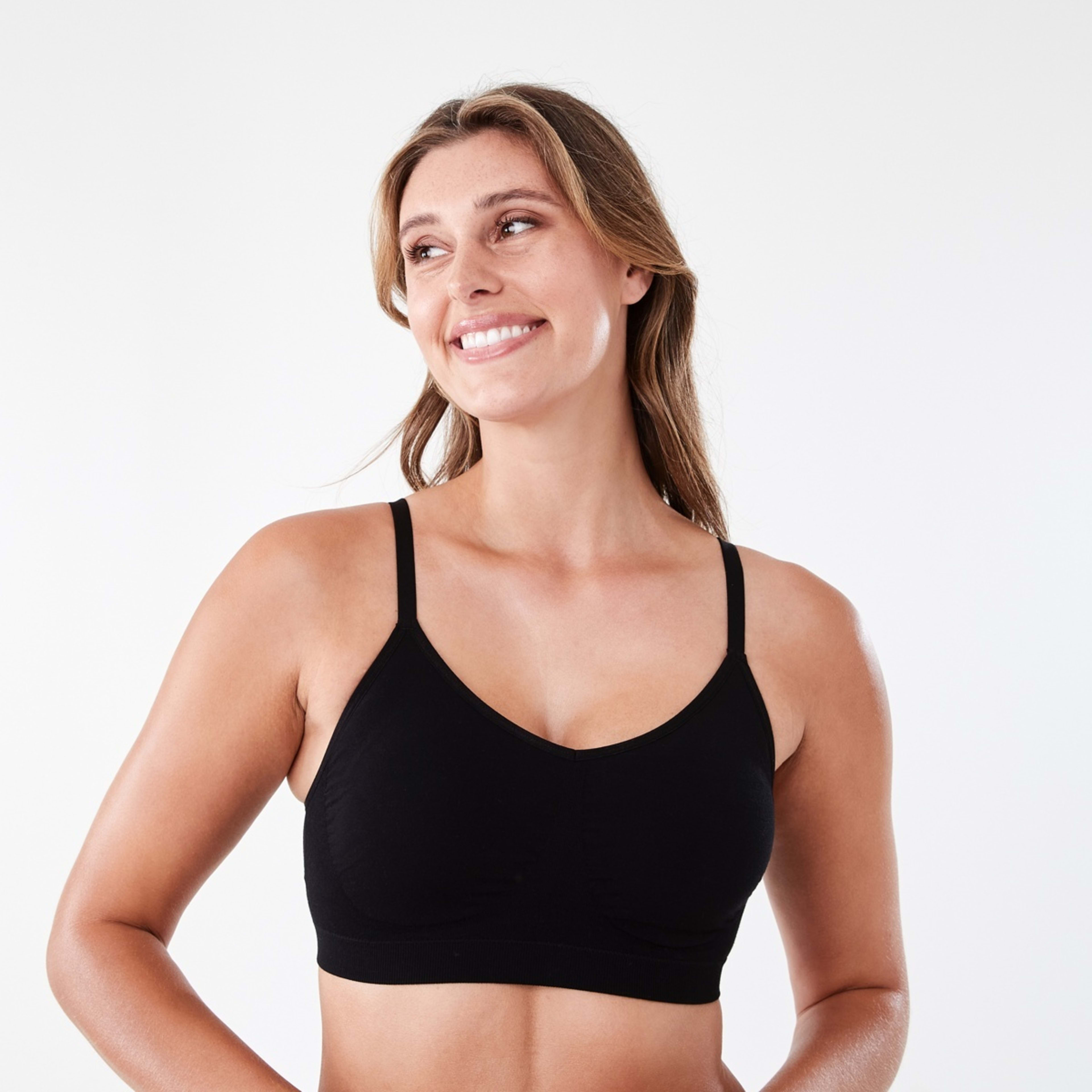 3 2 Pack Seamfree Wirefree Bamboo Crop Top Black, 3 of 9