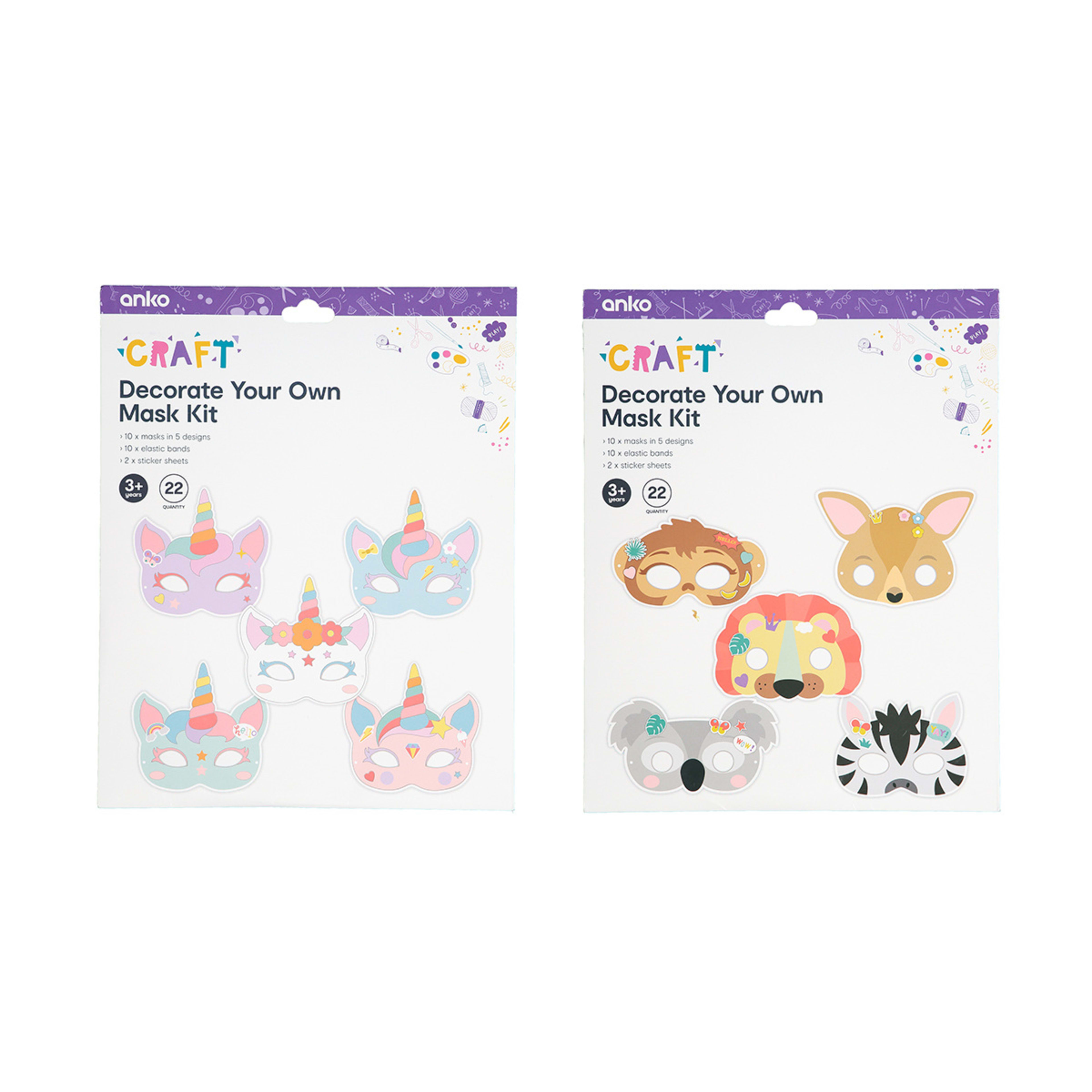 22 Piece Decorate Your Own Mask Kit Assorted Kmart