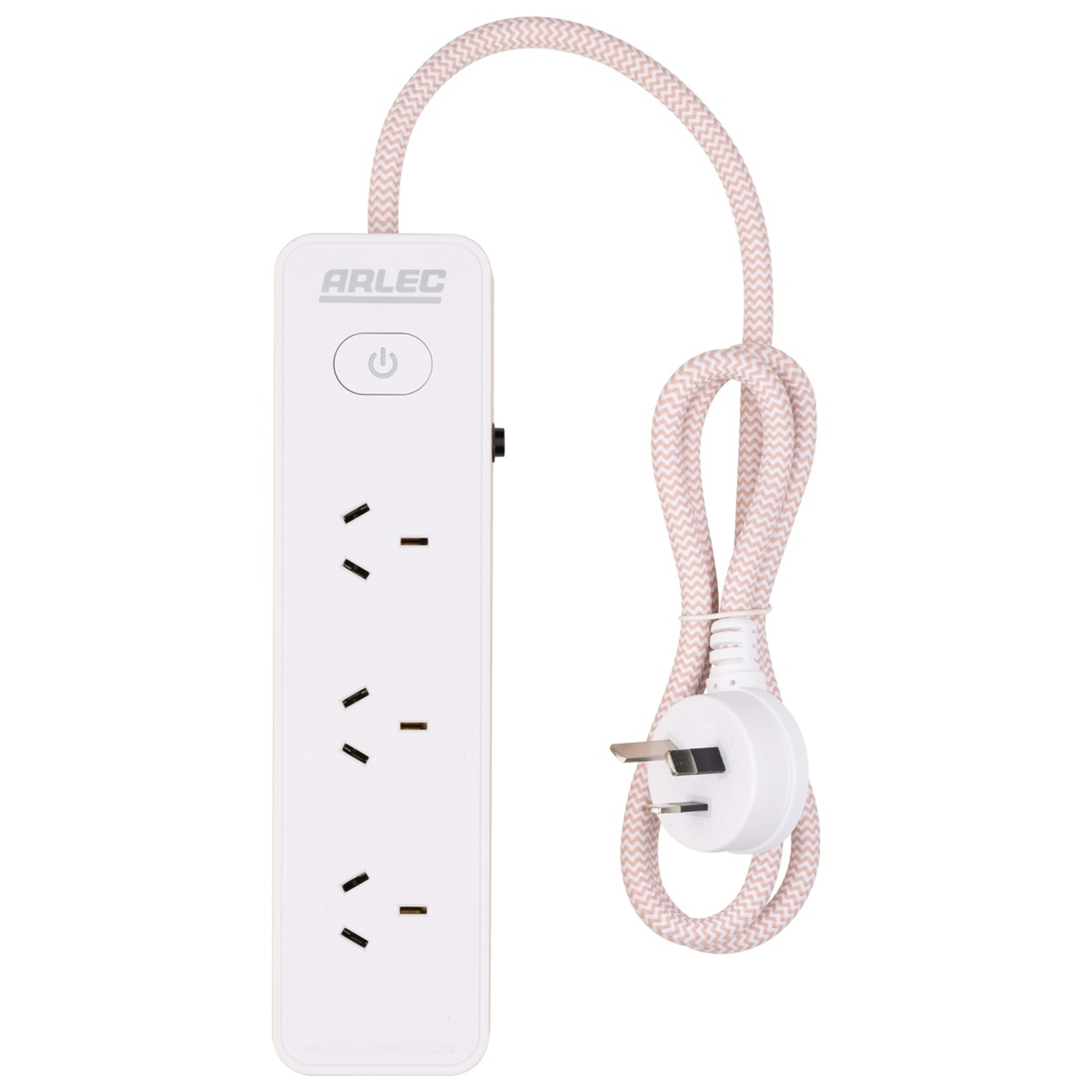 2 4 Outlet Arlec Powerboard with Master Switch - Pink, 2 of 4