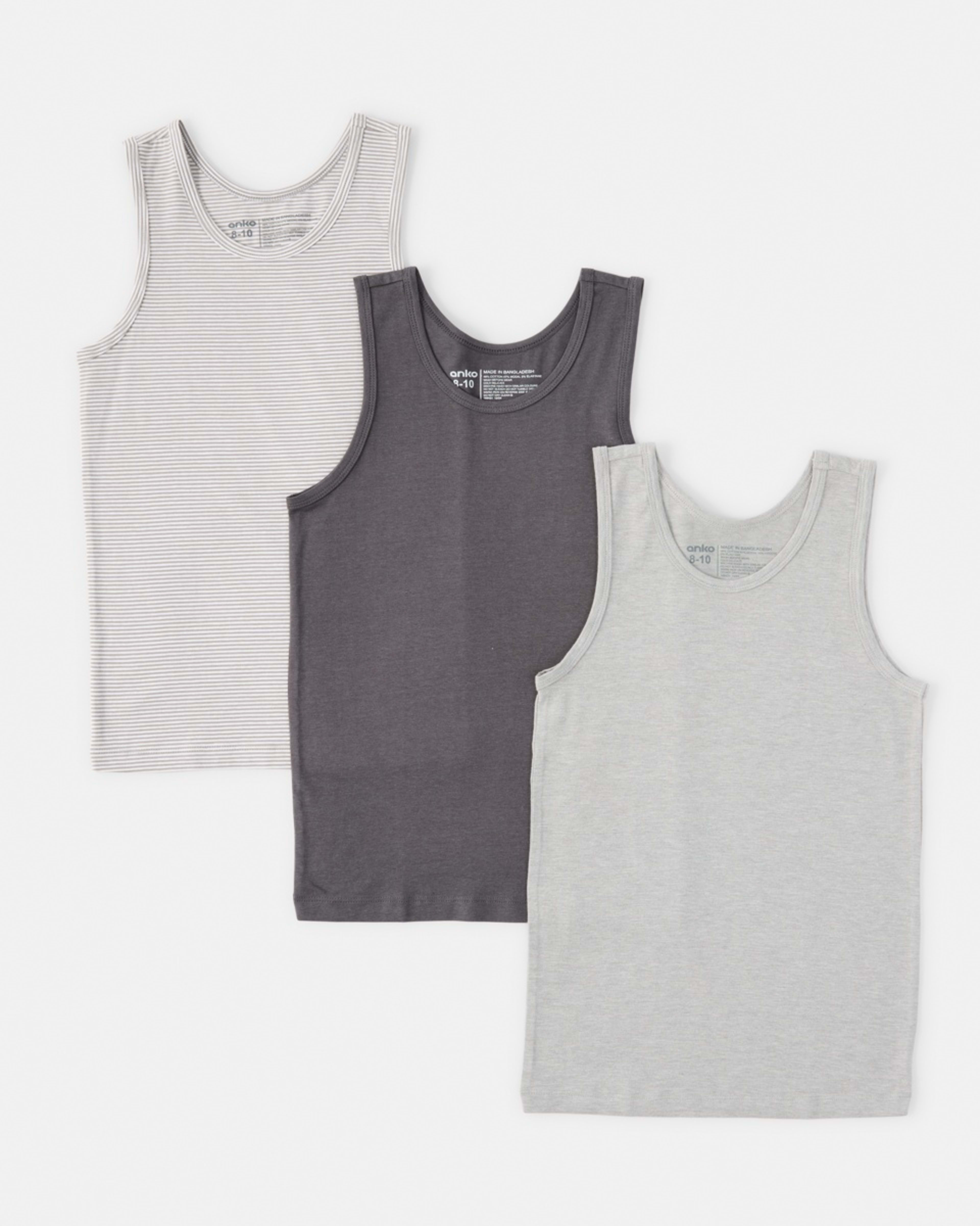 1 3 Pack Super Soft Singlets Gry Multi, 1 of 6