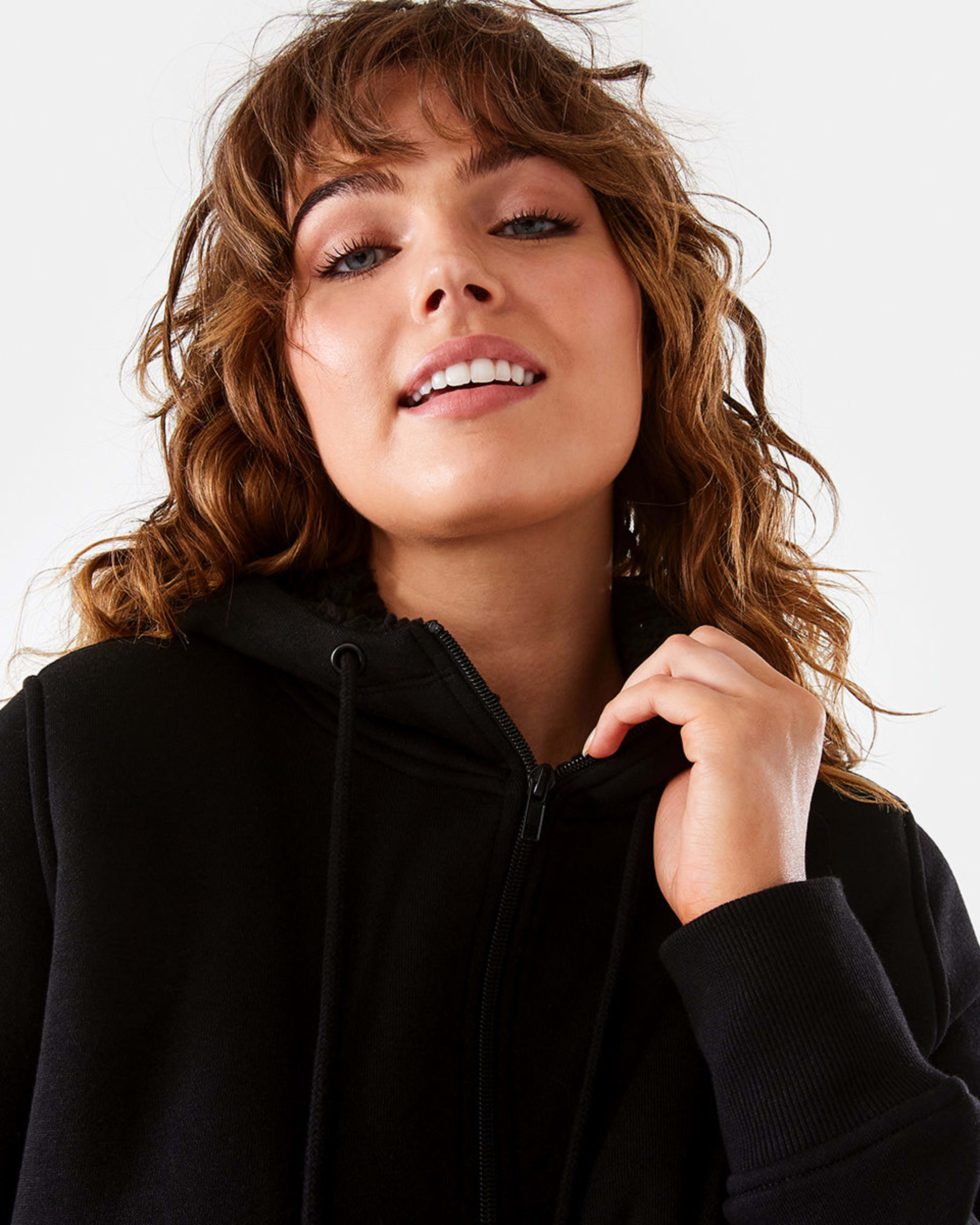 Long Sleeve Sherpa Zip Through Hoodie Kmart