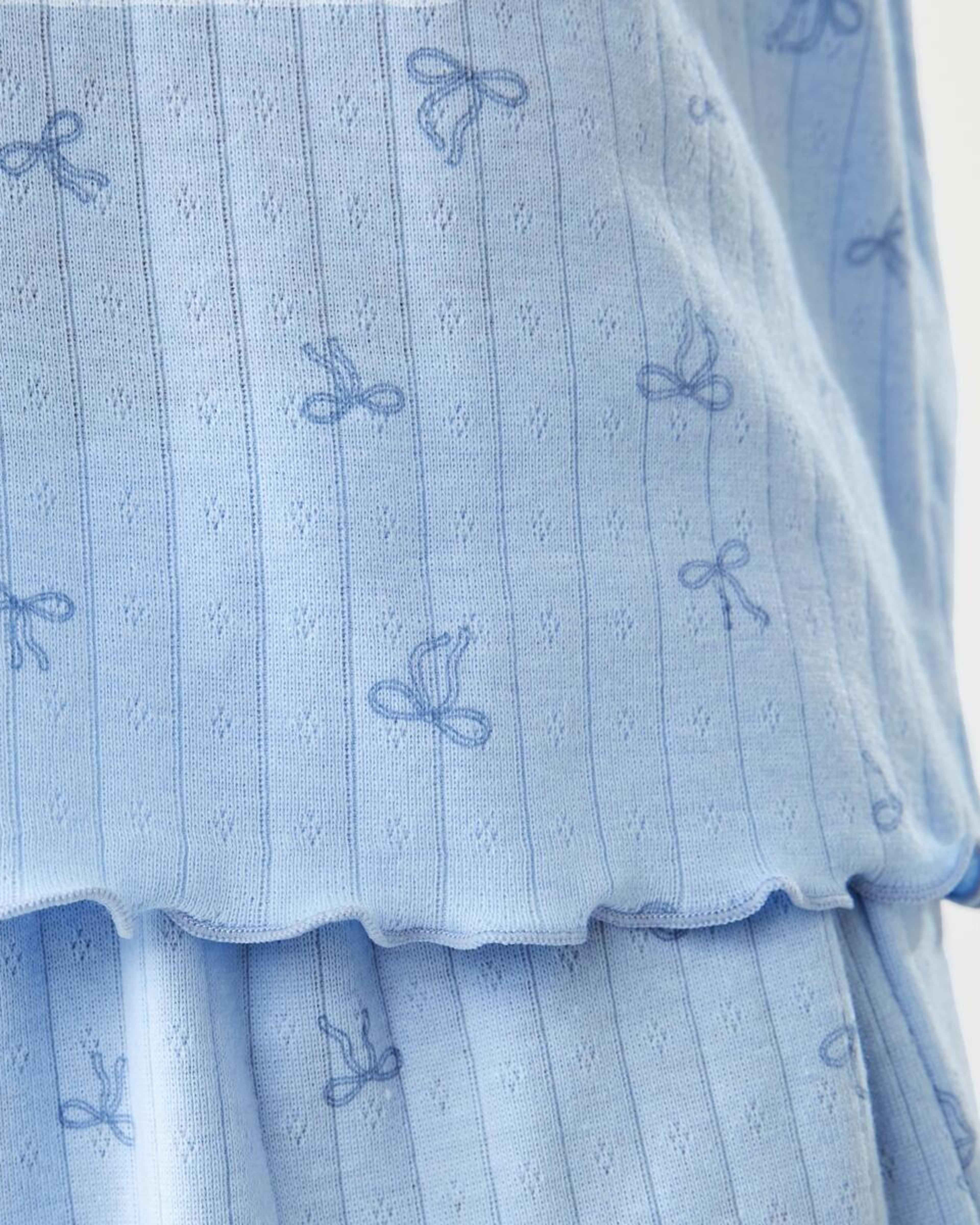4 Long Sleeve Pointelle Pyjama Set Blu Bows, 4 of 9