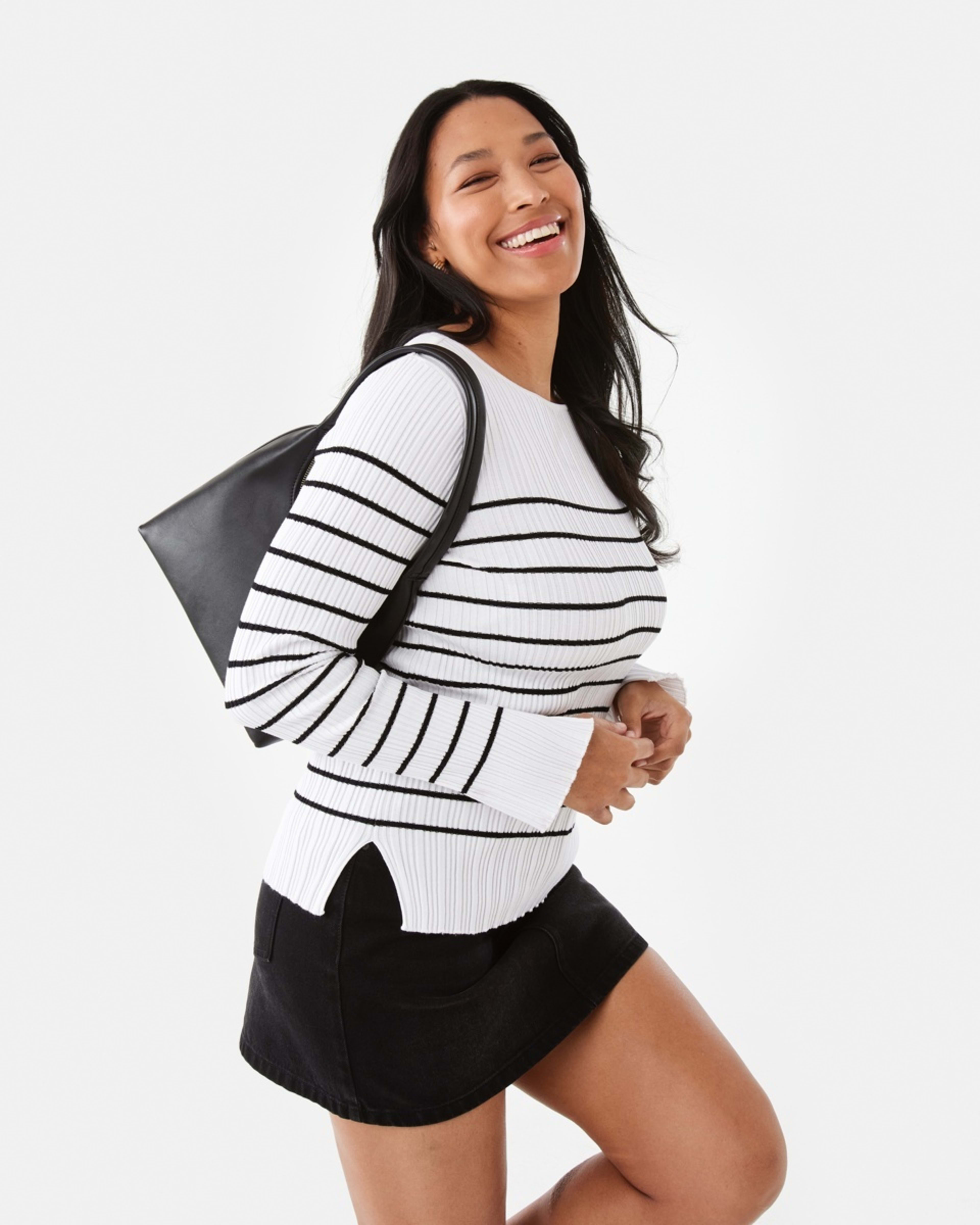 9 Long Sleeve Rib Boat Neck Top BLACK STRIPE, 9 of 9