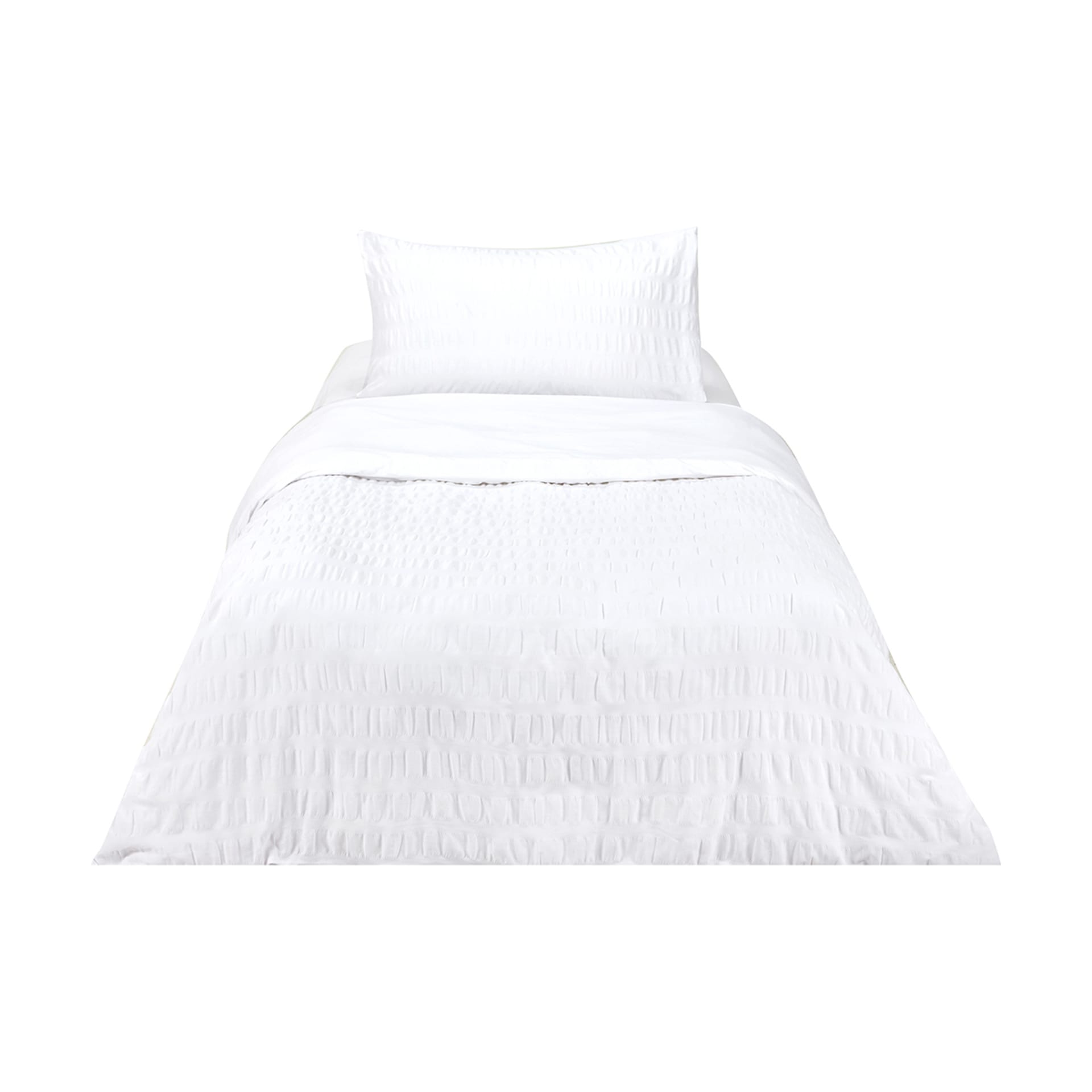 Amity Seersucker Quilt Cover Set Single Bed, White Kmart