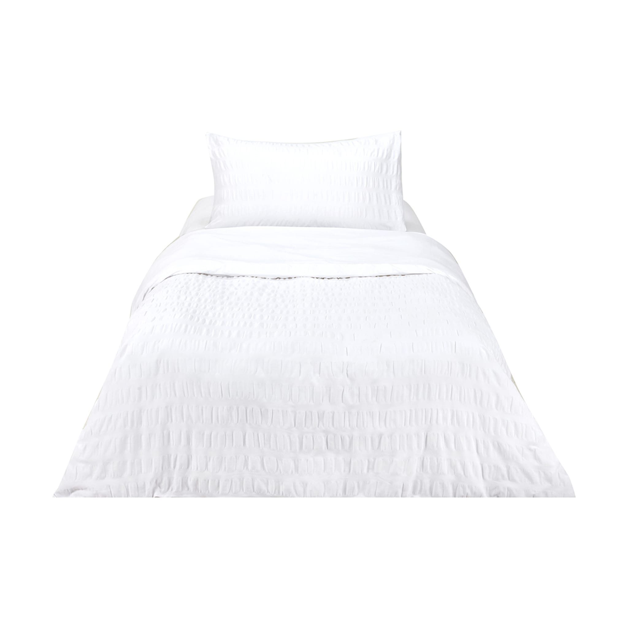 Amity Seersucker Quilt Cover Set Single Bed, White Kmart