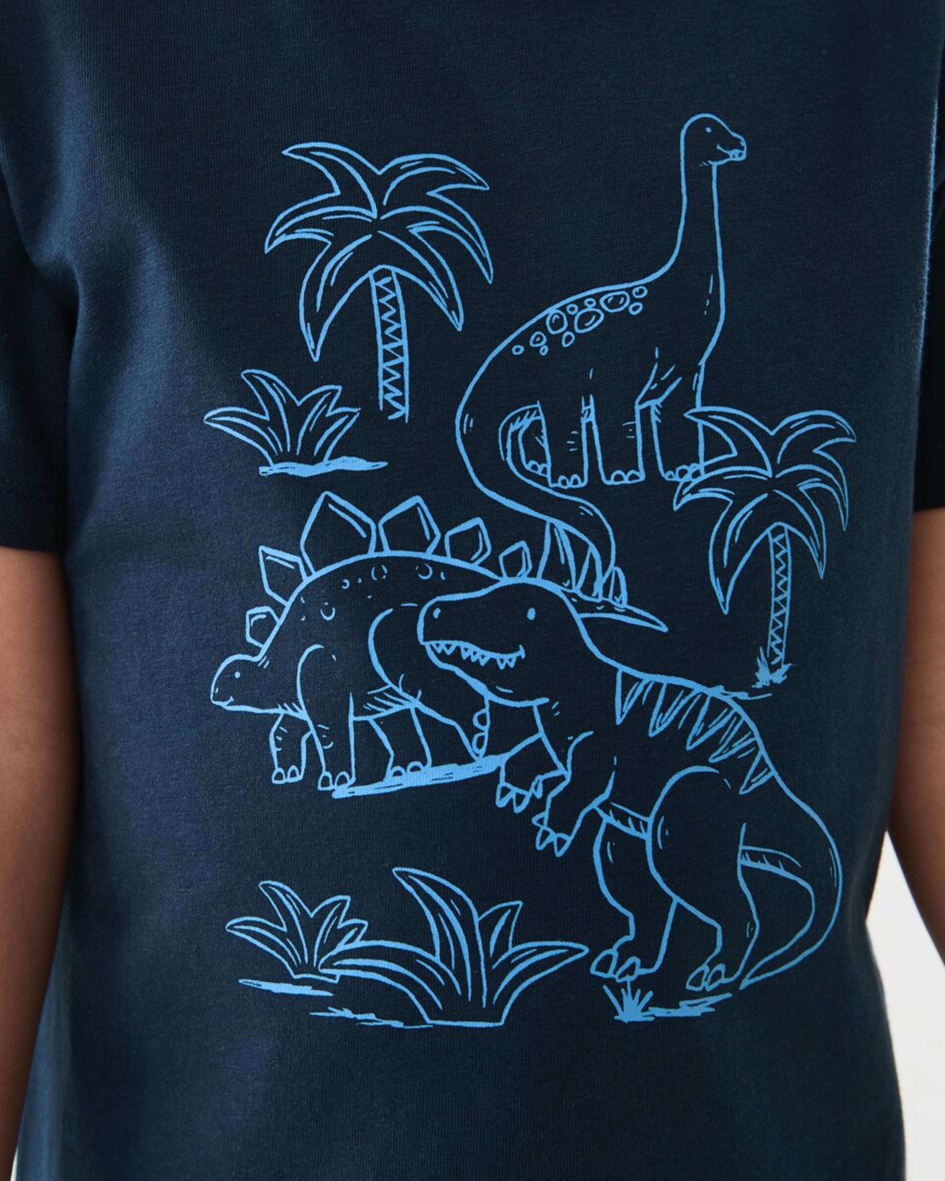 4 Short Sleeve Knit Pyjama Set NAVY DINOS, 4 of 6