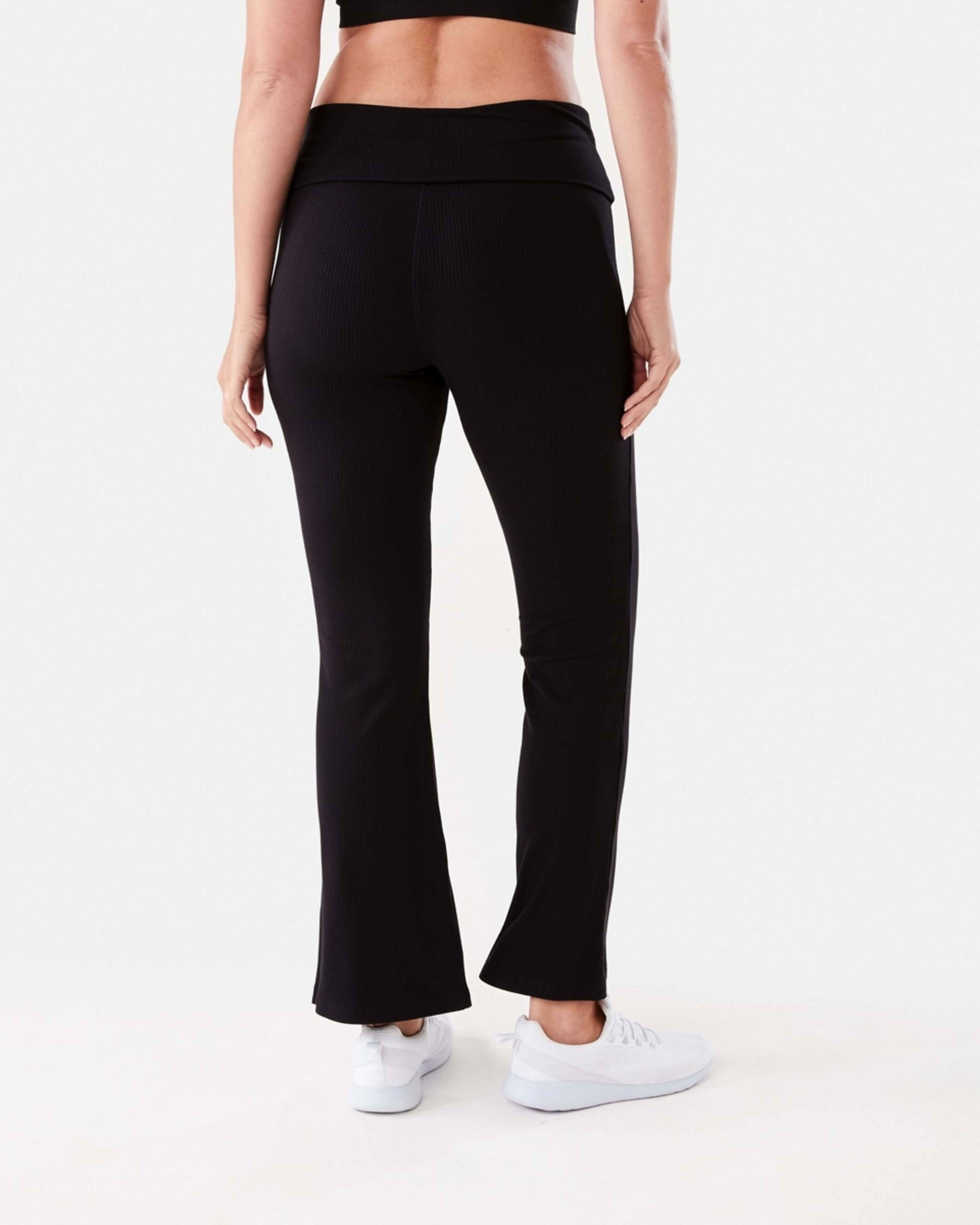 3 Active Womens Folded Waist Flare Pants Black, 3 of 4