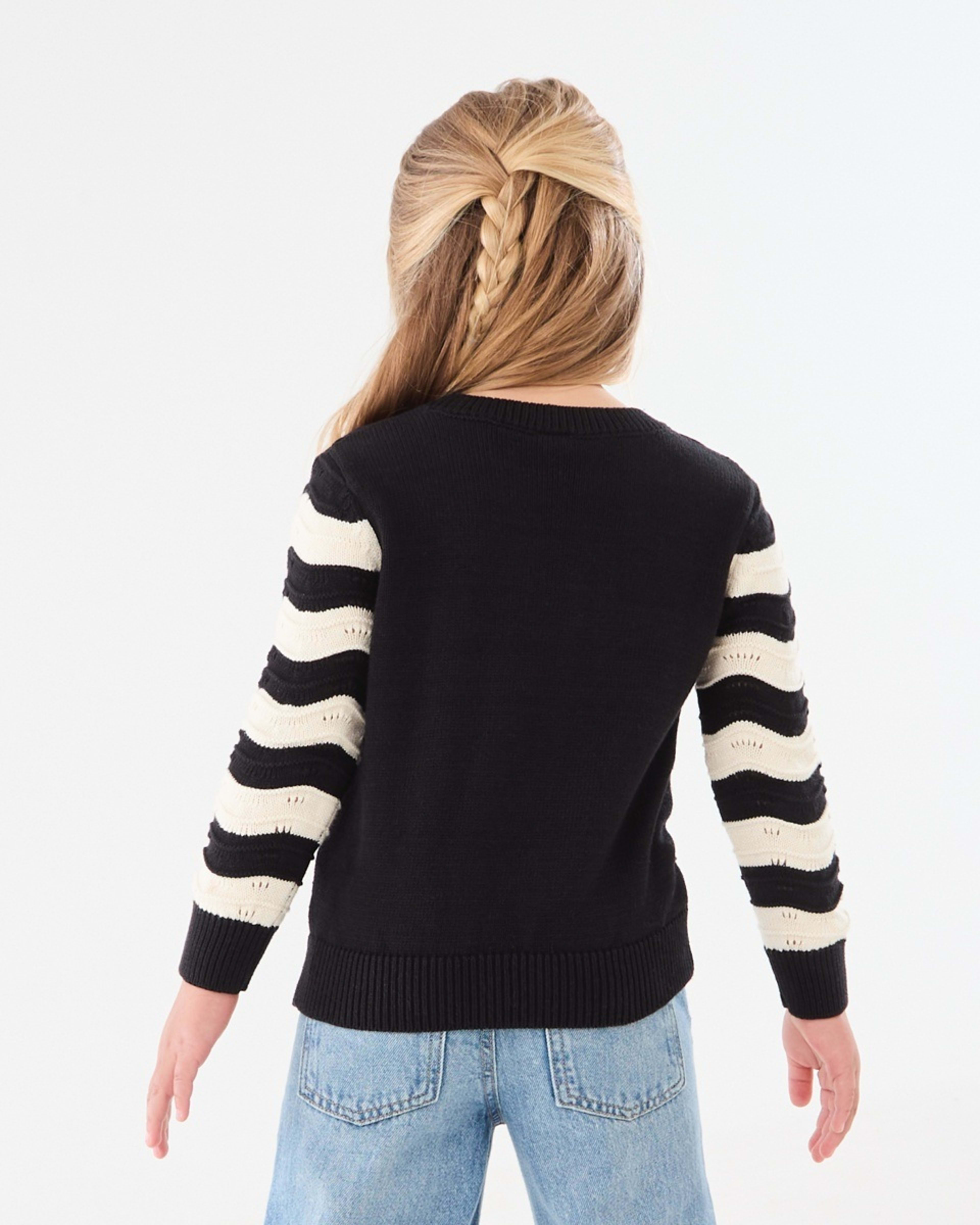 2 Knit Jumper Wave Crochet Knit Black, 2 of 8