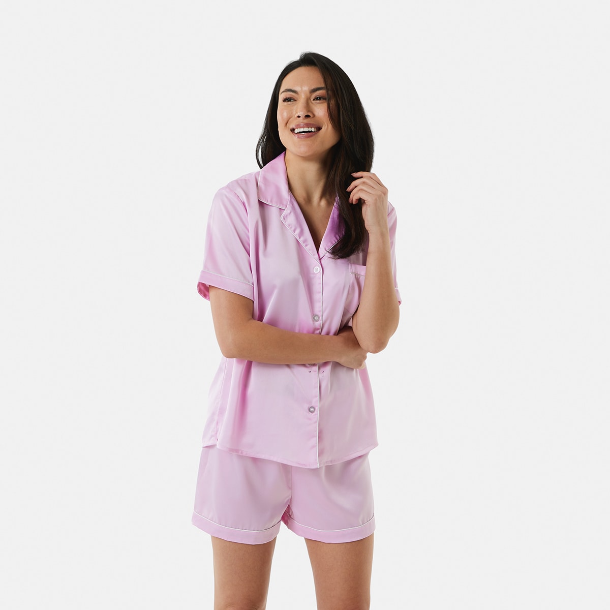 Short Sleeve Top and Shorts Satin Pyjama Set Kmart