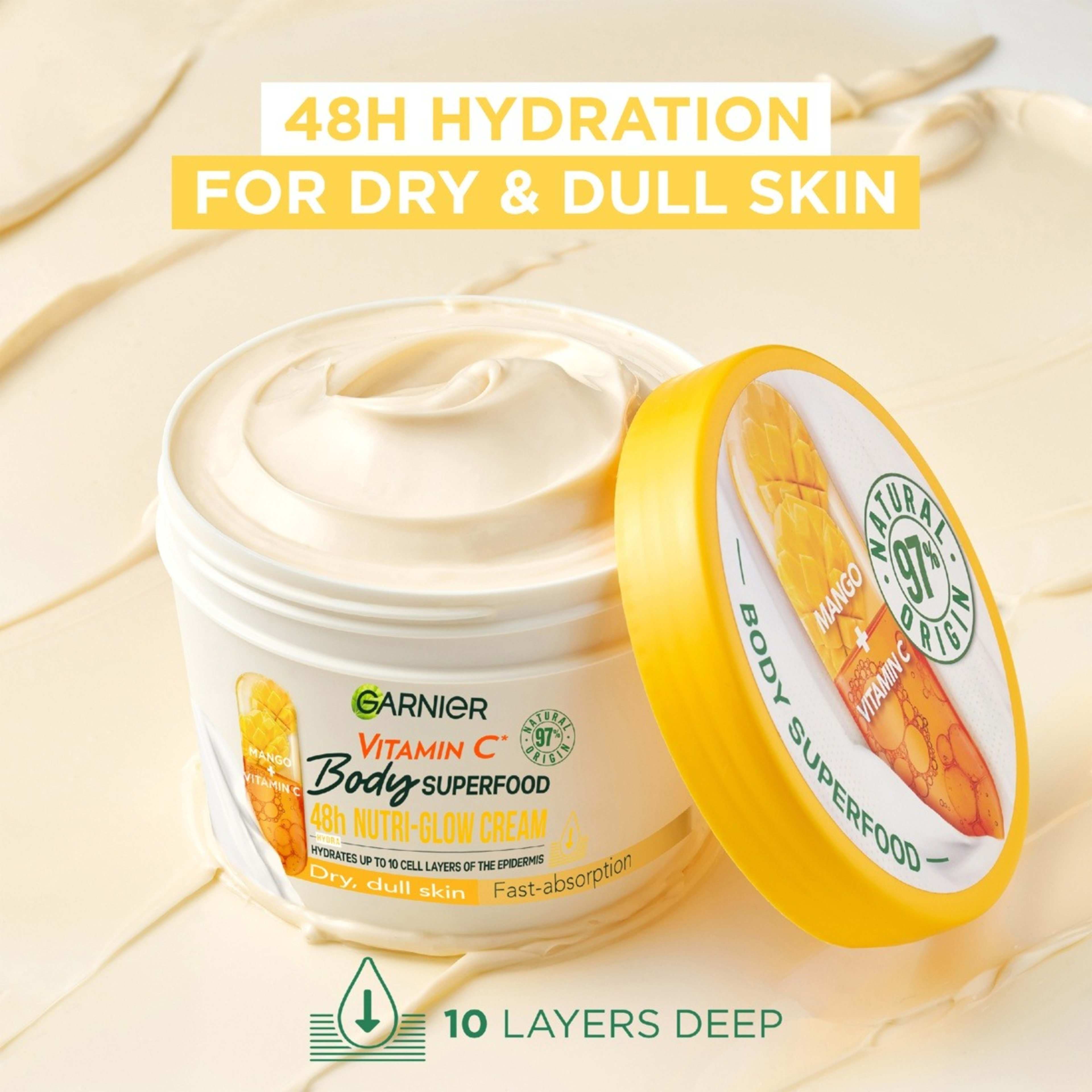 2 Garnier Body Superfood 48H Nutri-Glow Cream 380ml - Mango and Vitamin C, 2 of 6