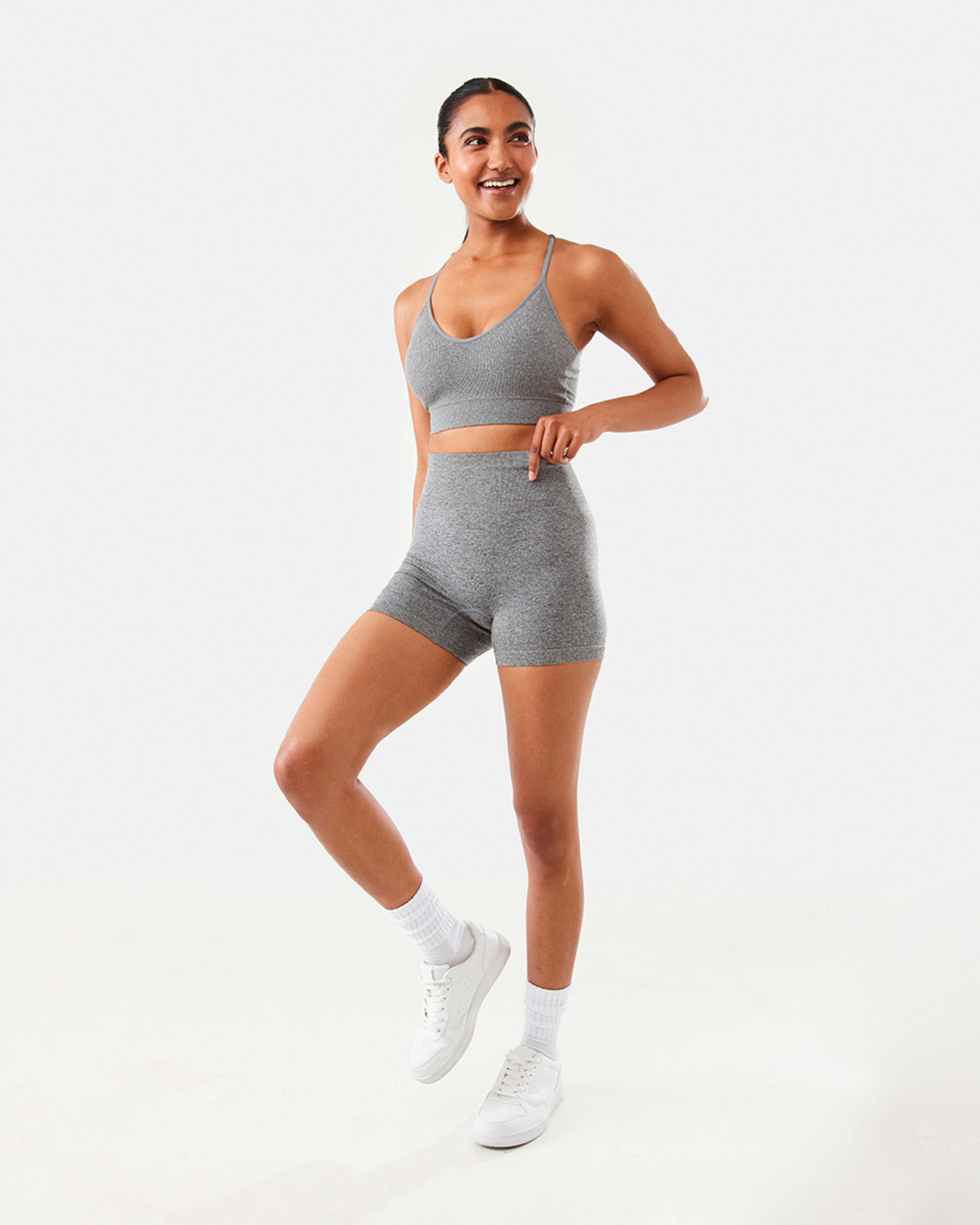 2 Active Womens Seamfree Racerback Crop Grey Marle, 2 of 9