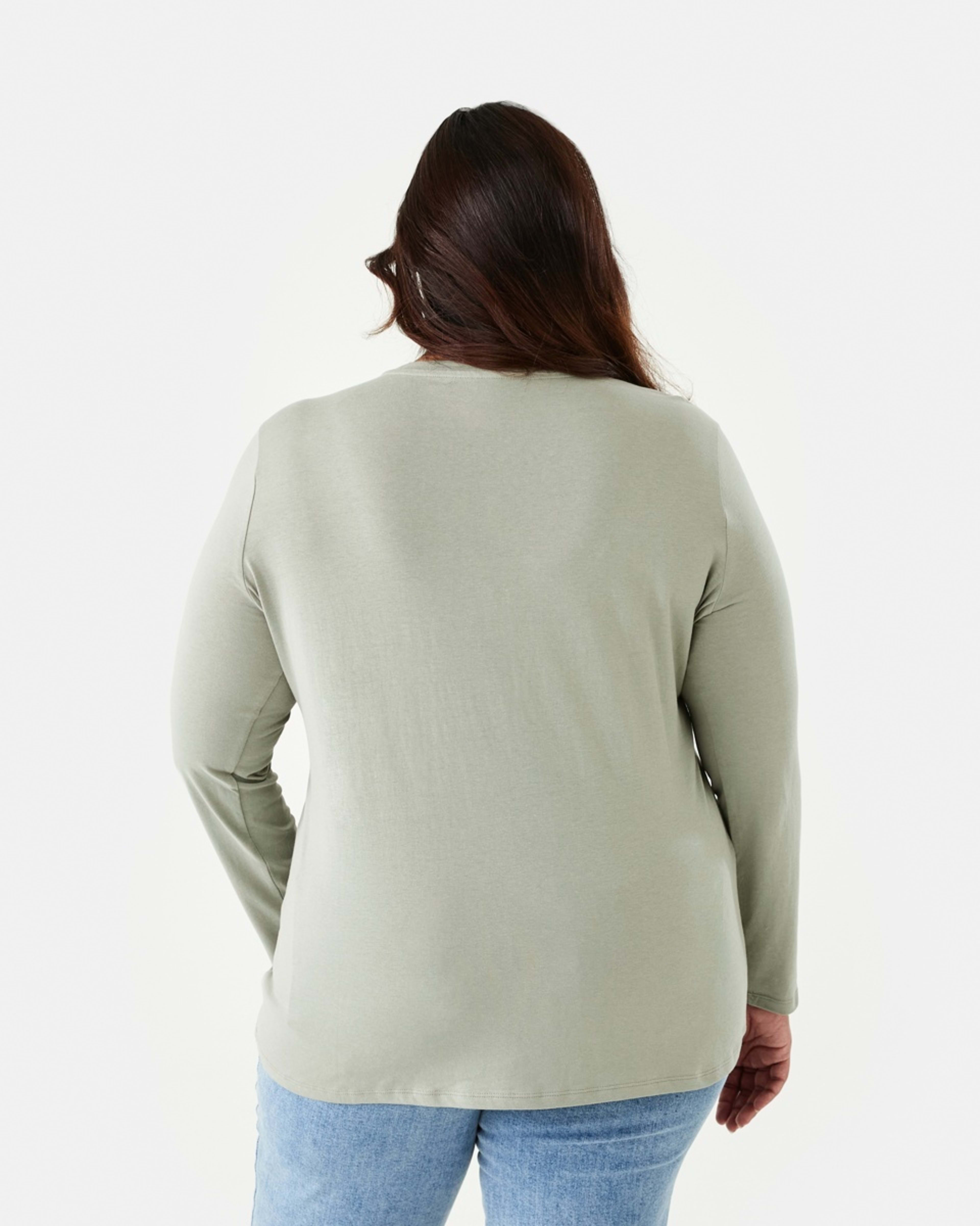 3 Curve Long Sleeve Cotton T-shirt Soft Khaki, 3 of 5