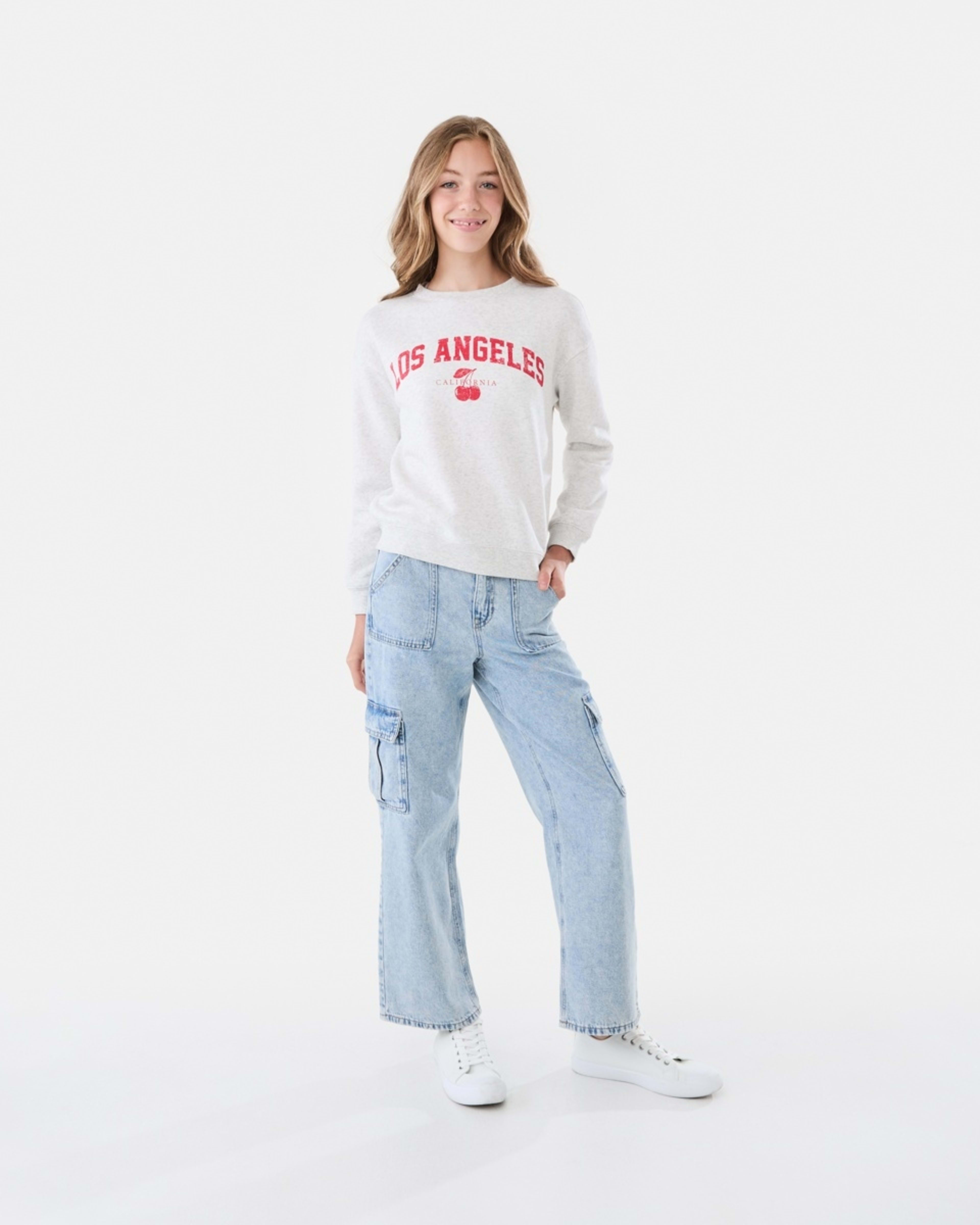 5 Print Crew Neck Sweatshirt La California White Marle, 5 of 8
