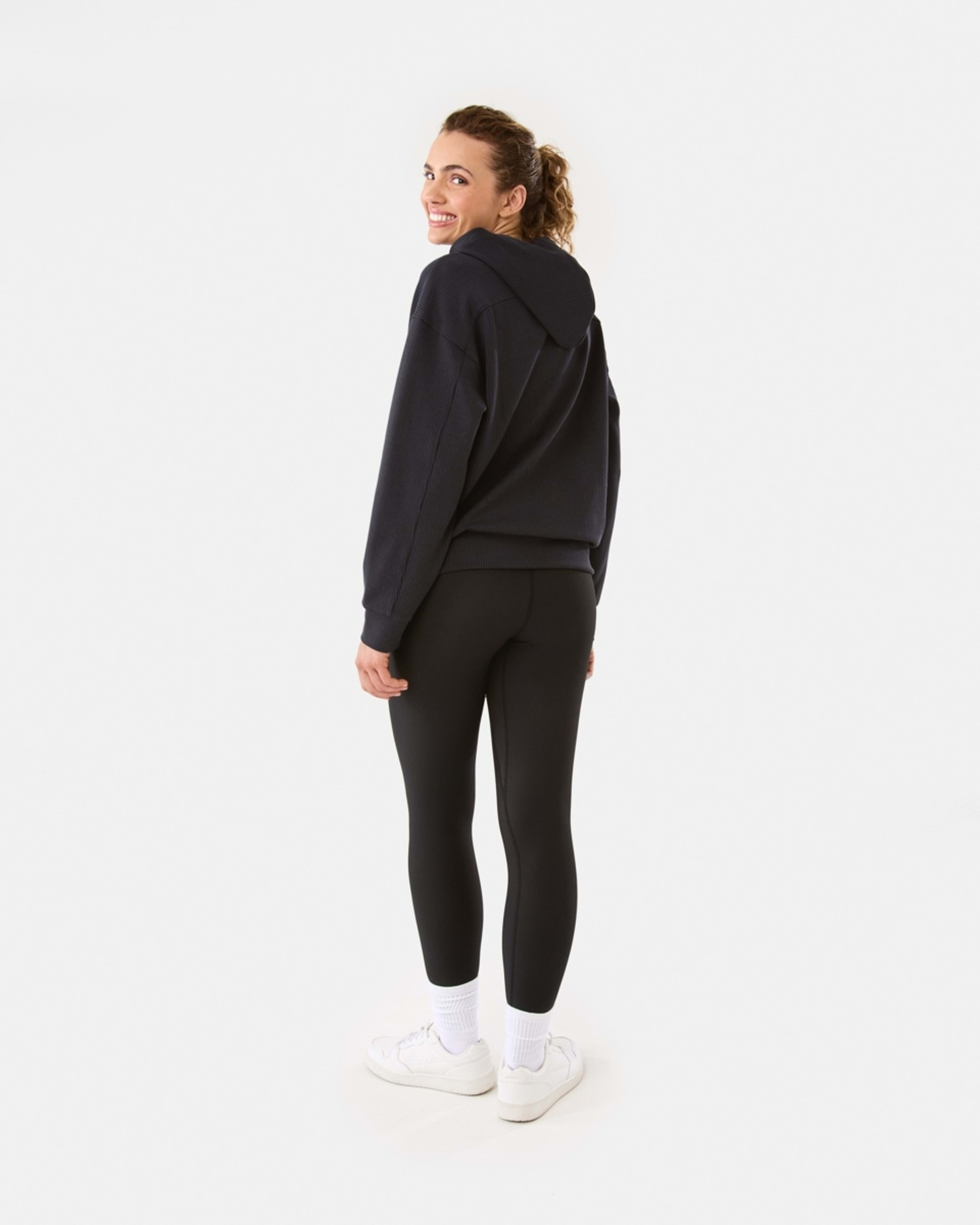 4 Active Womens Ribbed Scuba Hoodie WASHED BLACK, 4 of 6