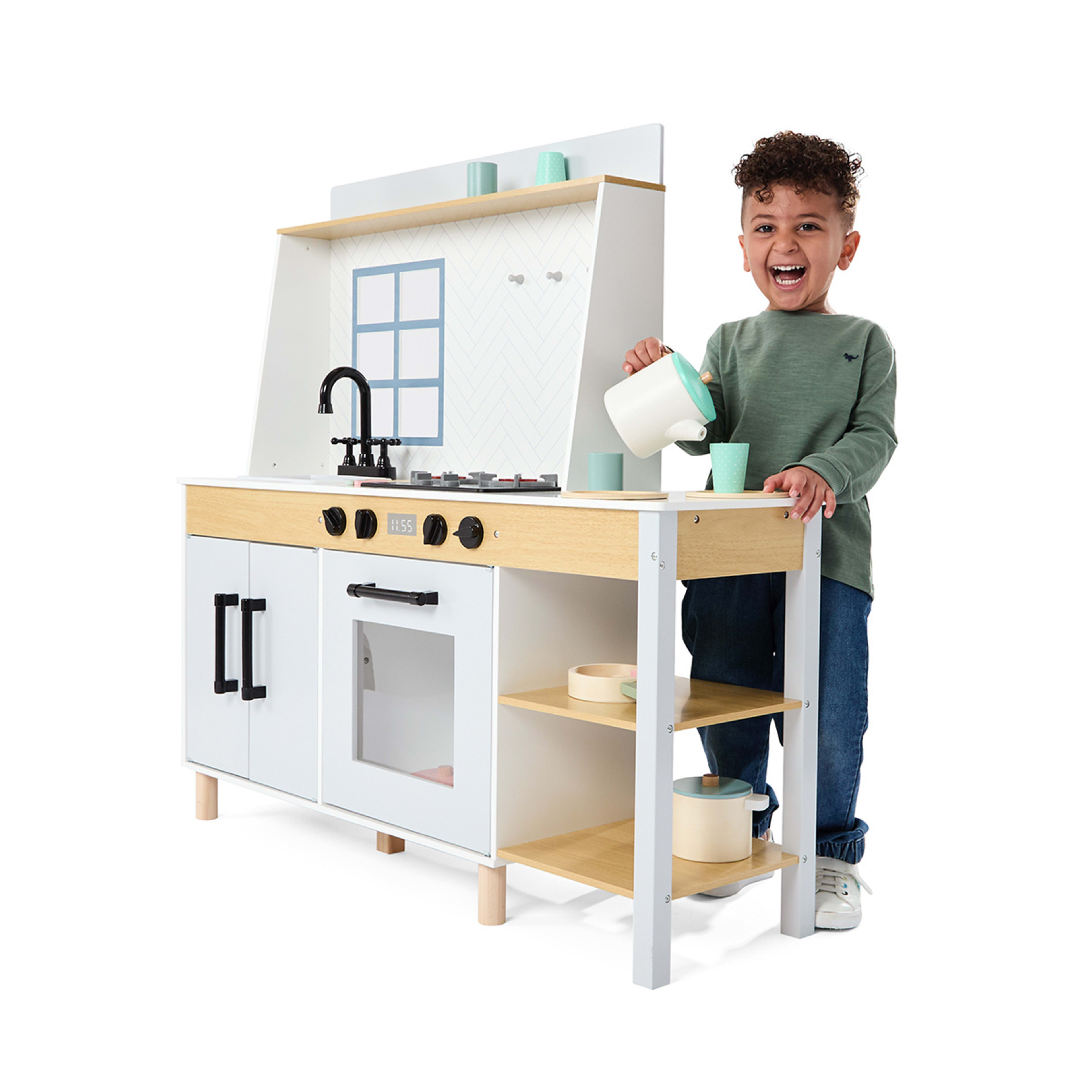 1 Wooden Deluxe Kitchen with Light and Sound Stove Toy, 1 of 10