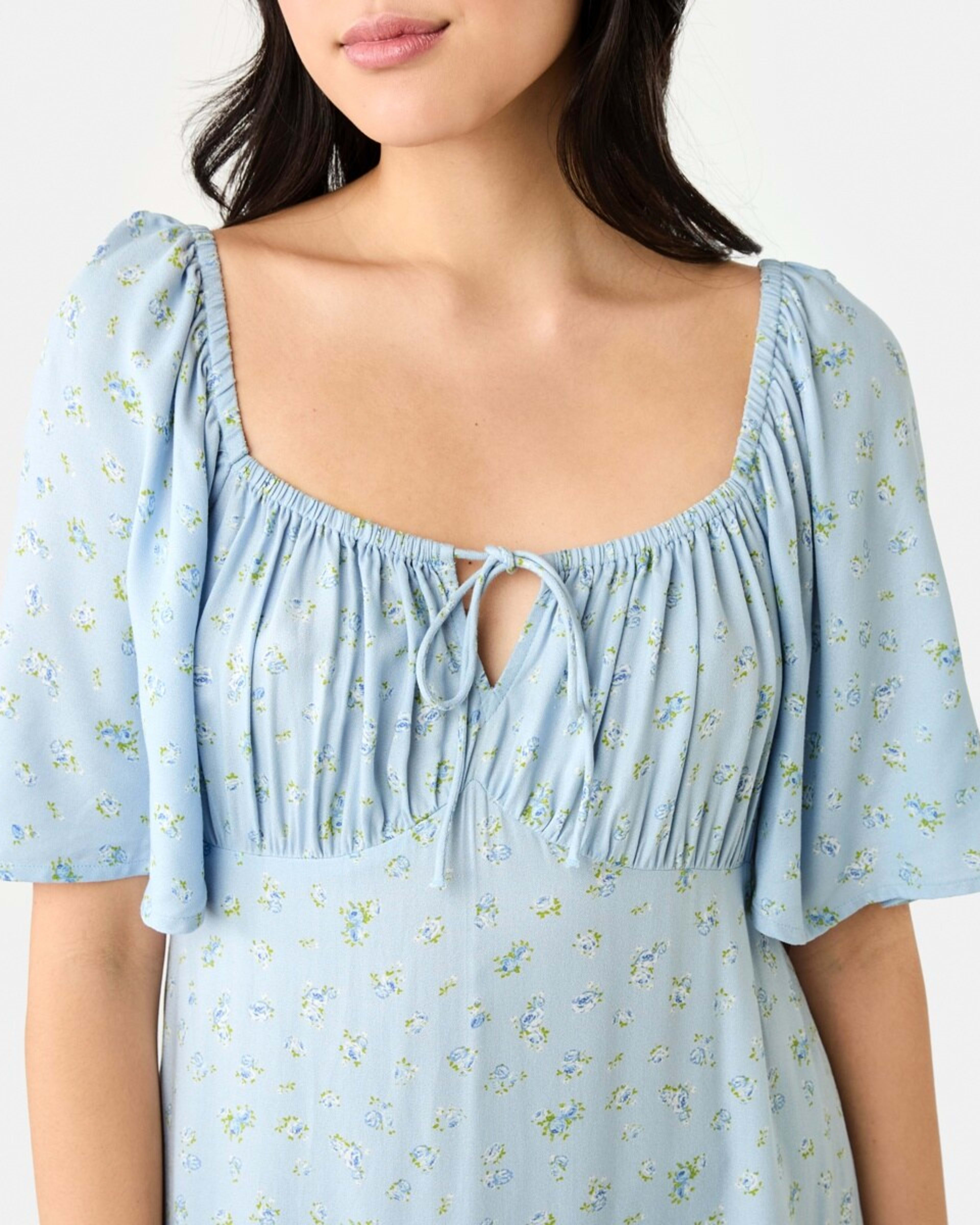 6 Short Sleeve Square Neck Tea Midi Dress DITSY ROSE SKYWAY, 6 of 8