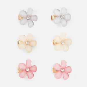 6 Pack Diamante Flower Hair Clip