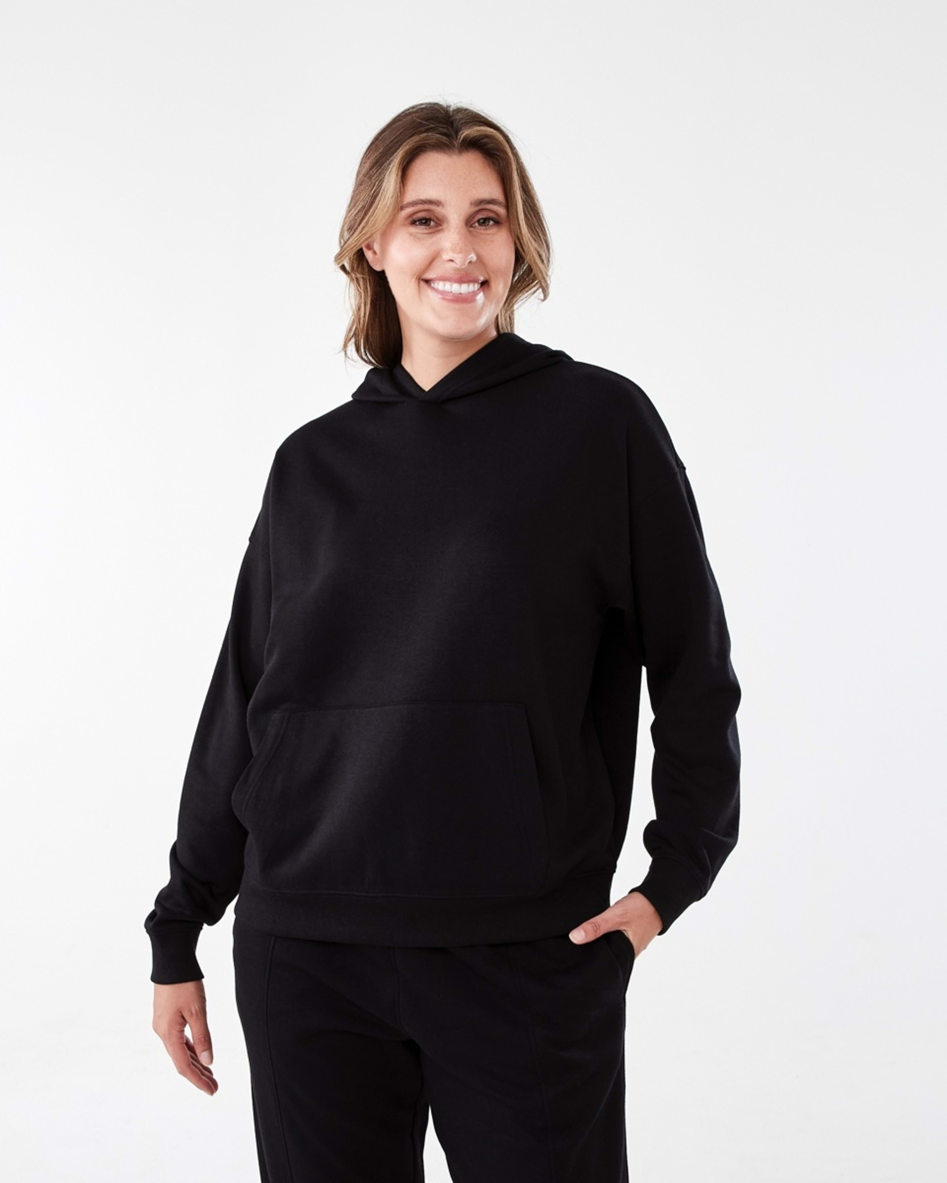 1 Active Womens Core Pop Over Hoodie BLACK