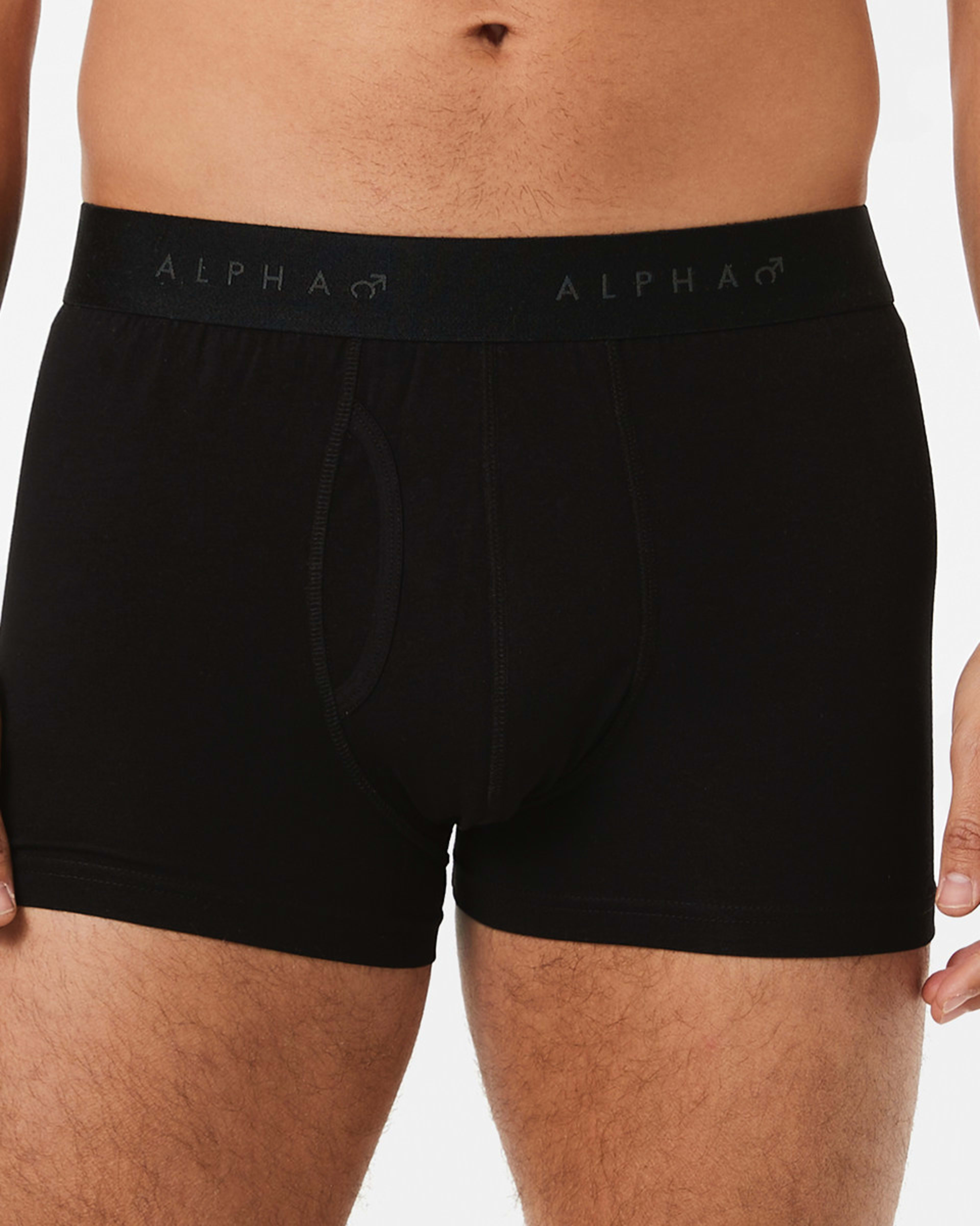 2 3 Pack Fly Front Plain Trunks Black, 2 of 6