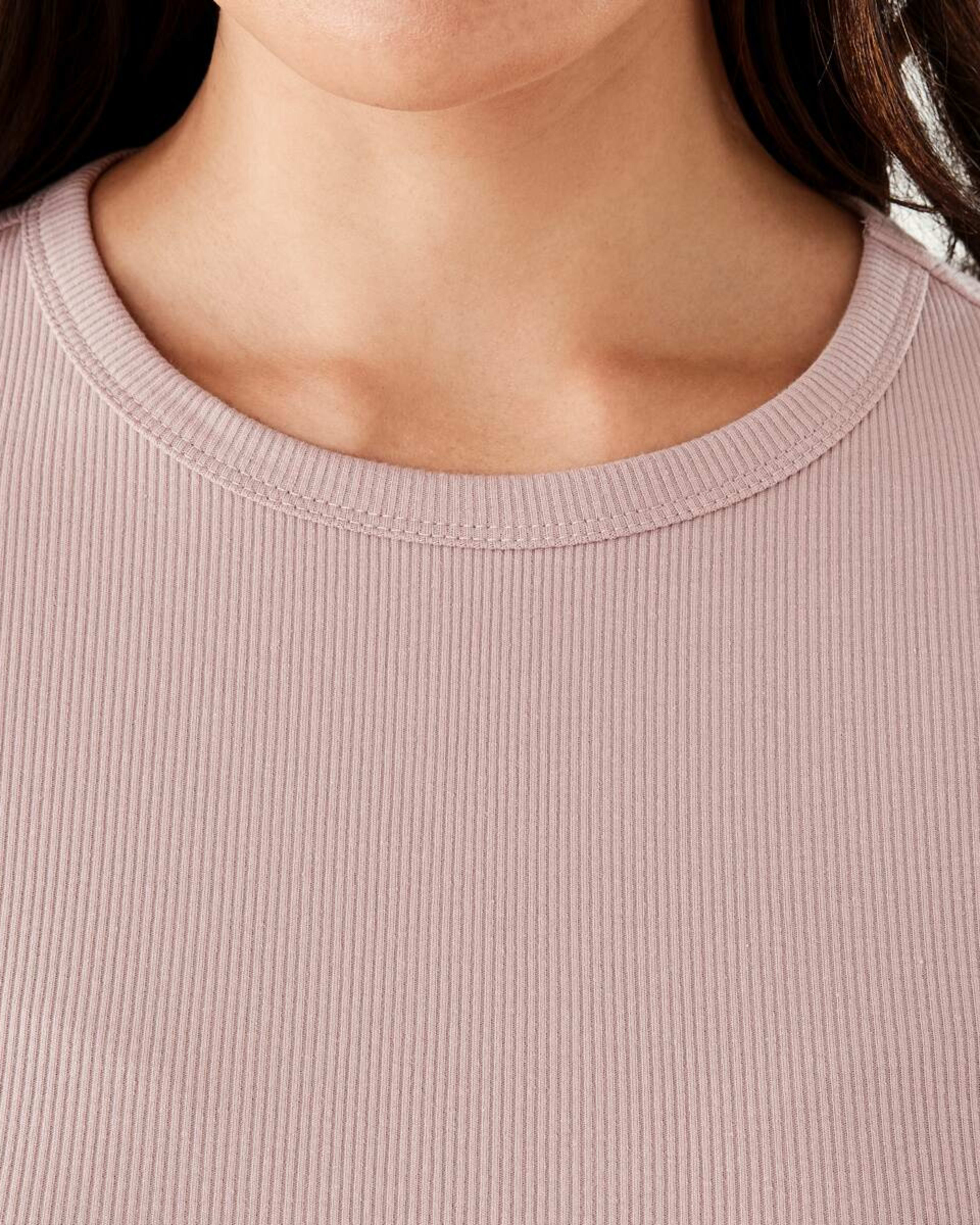 6 Long Sleeve Rib Crew T-shirt Modest Pnk, 6 of 6