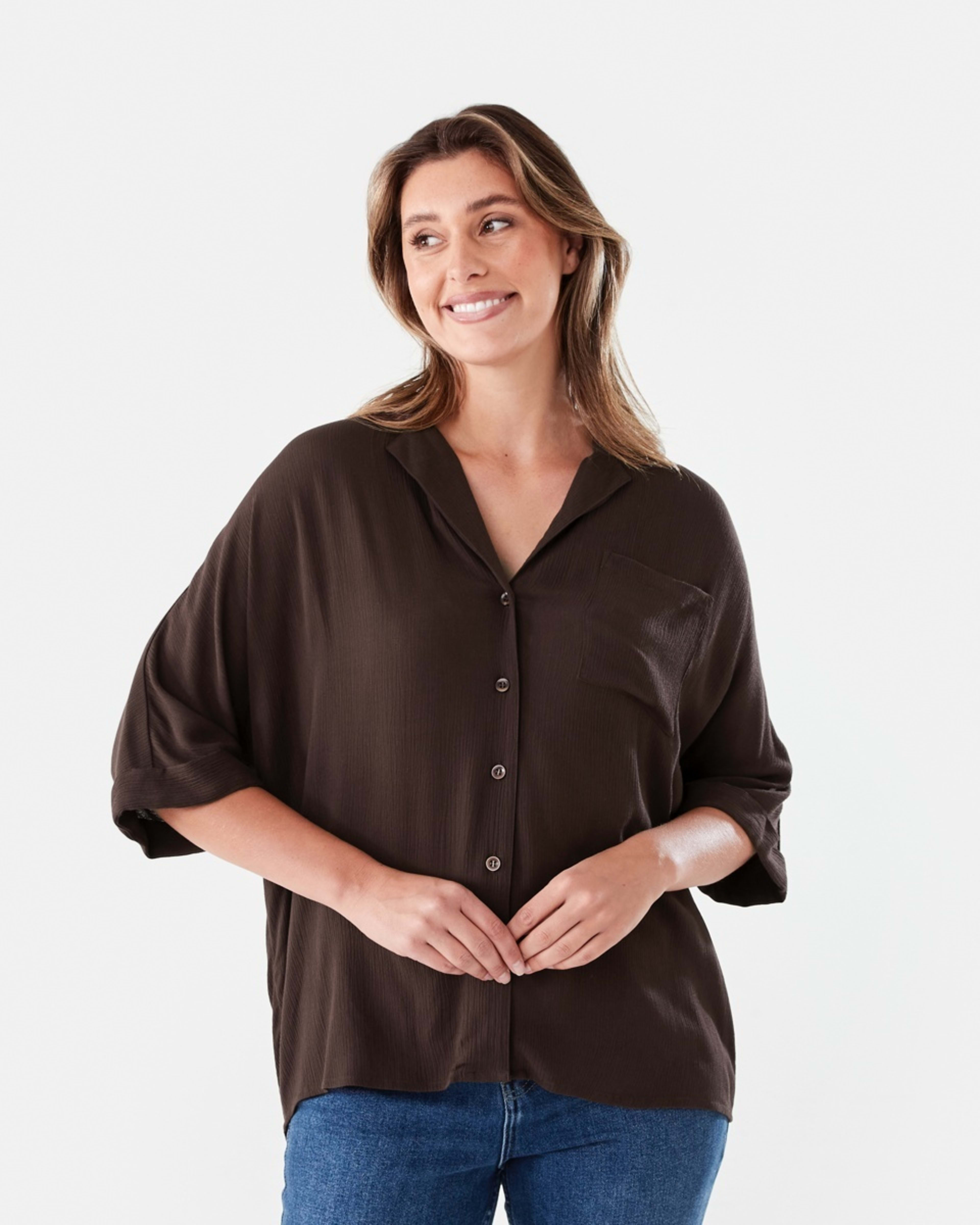 1 Short Dolman Sleeve Shirt MELTED CHOCOLATE, 1 of 5