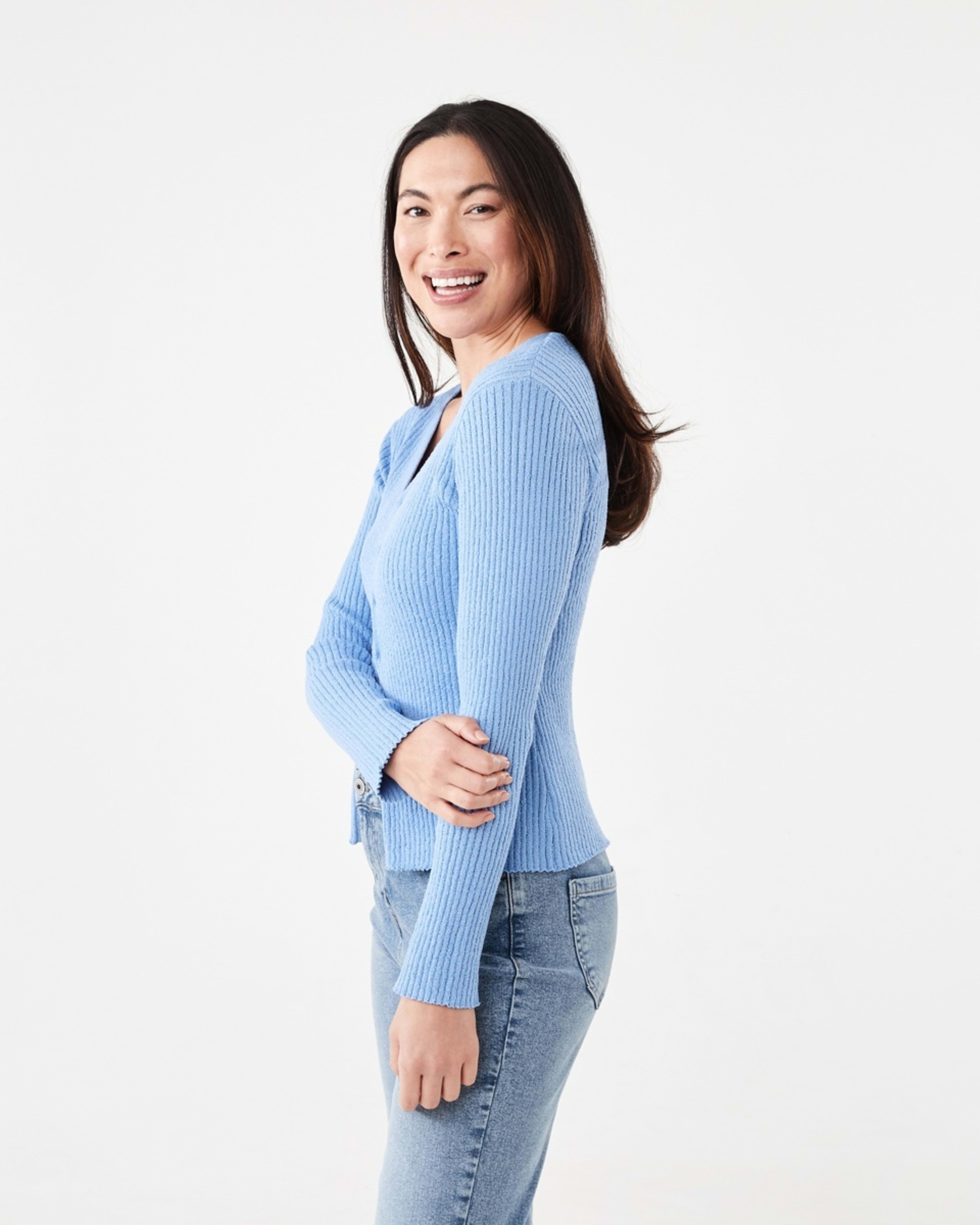 2 Textured V-Neck Top Cornflower, 2 of 6