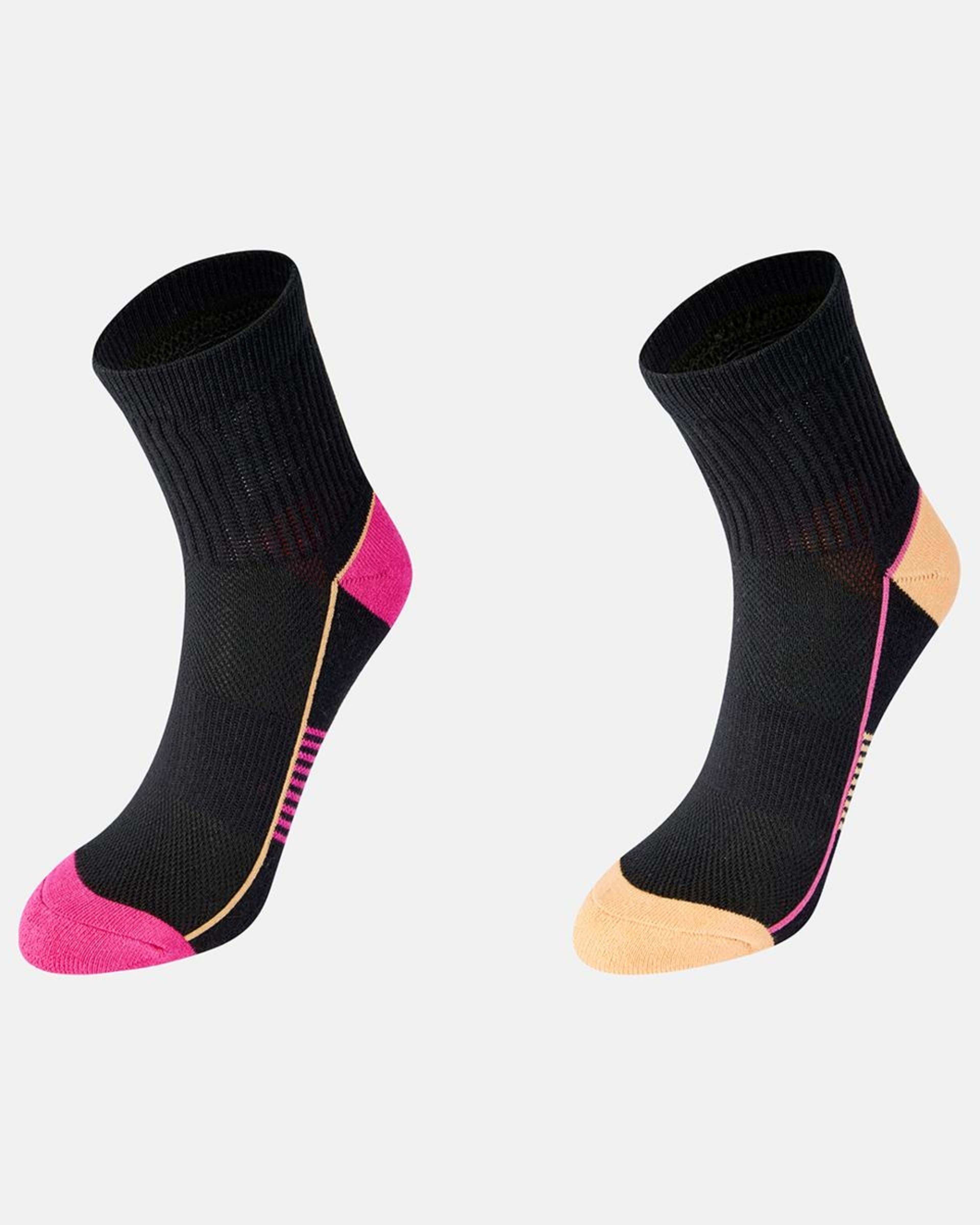1 5 Pack Active Terry Quarter Crew Socks BLACK, ORANGE, PINK