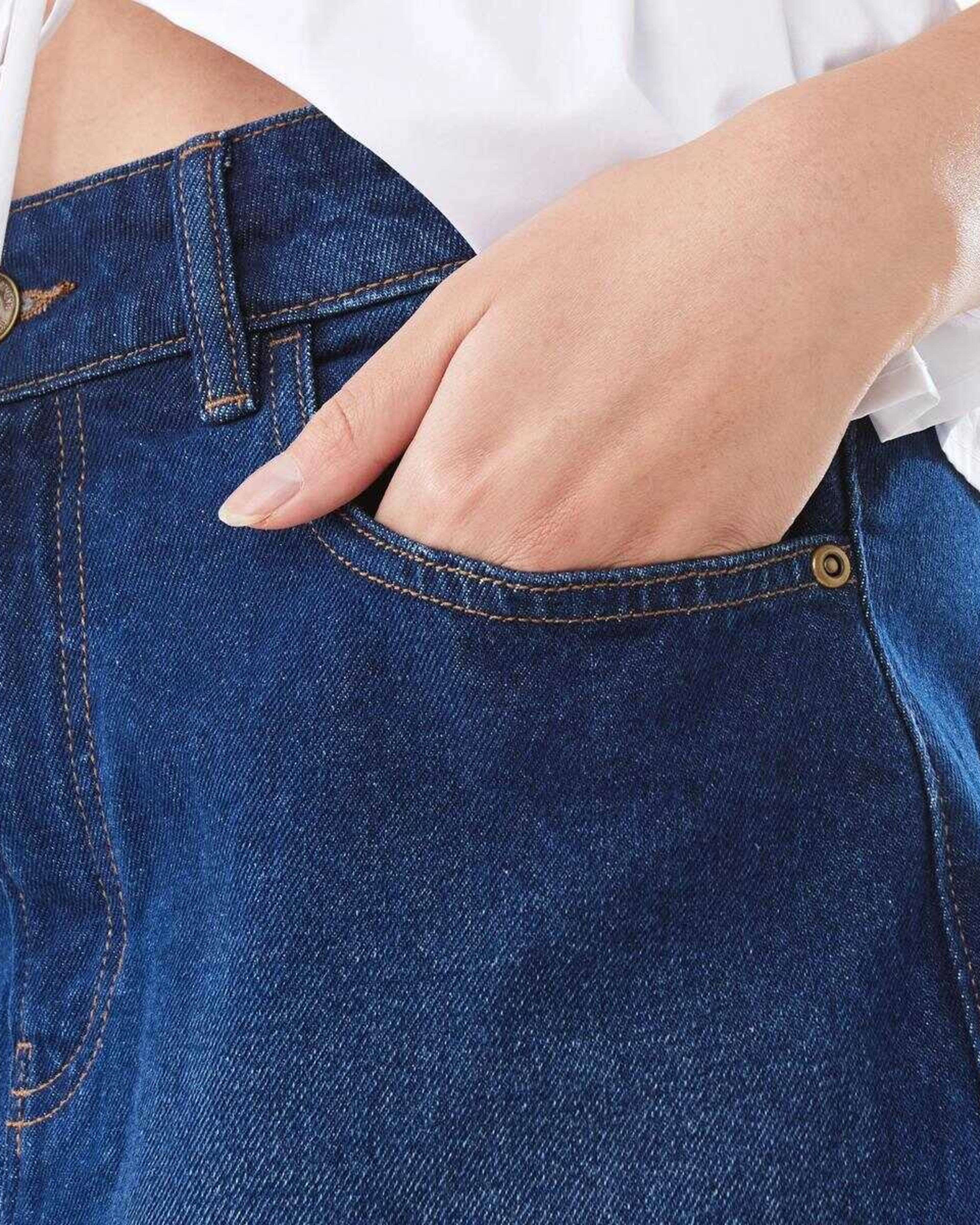 6 Denim A-line Mini Skirt MID WASH, 6 of 10