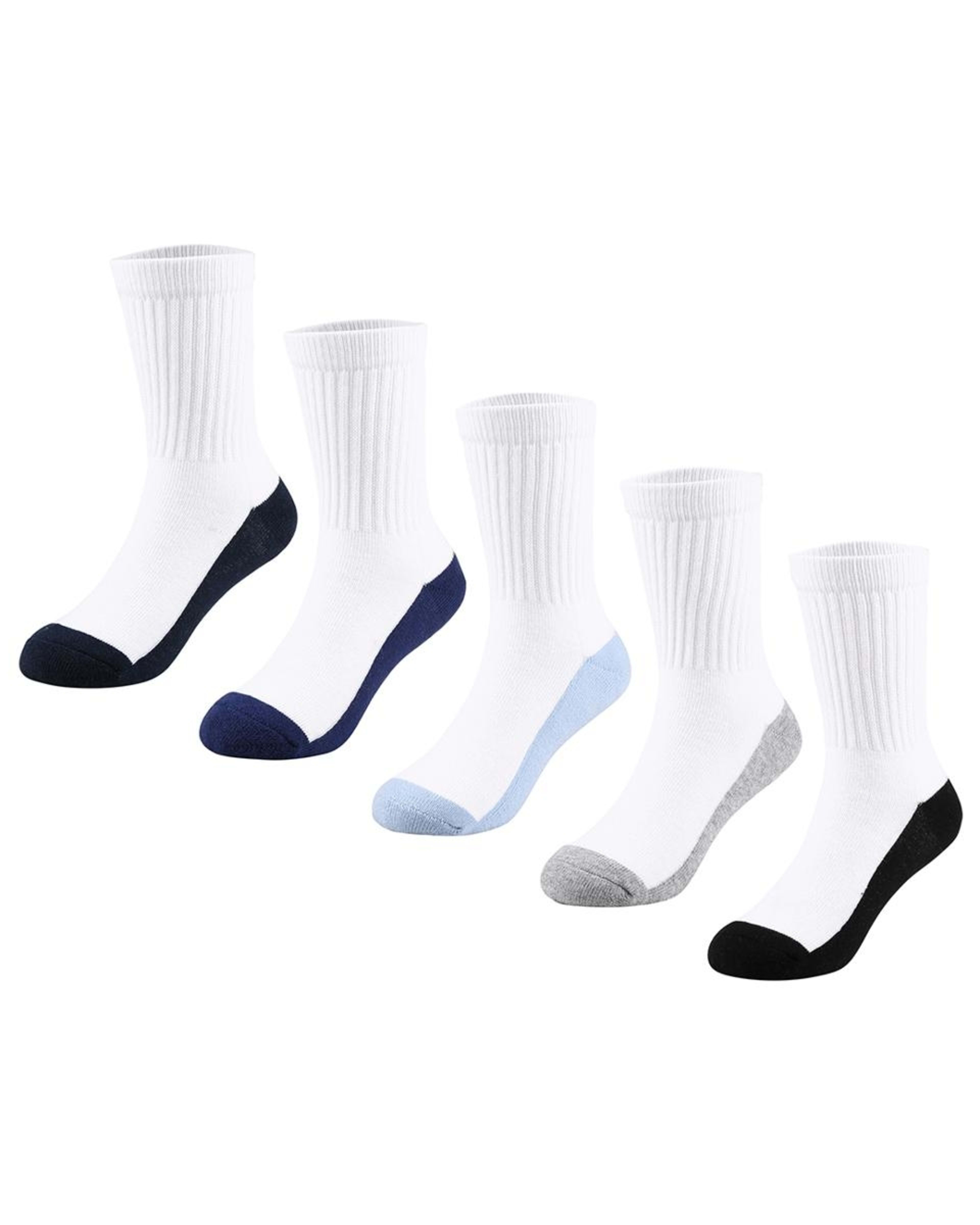 1 5 Pack Active Kids Crew Socks Blue, 1 of 2